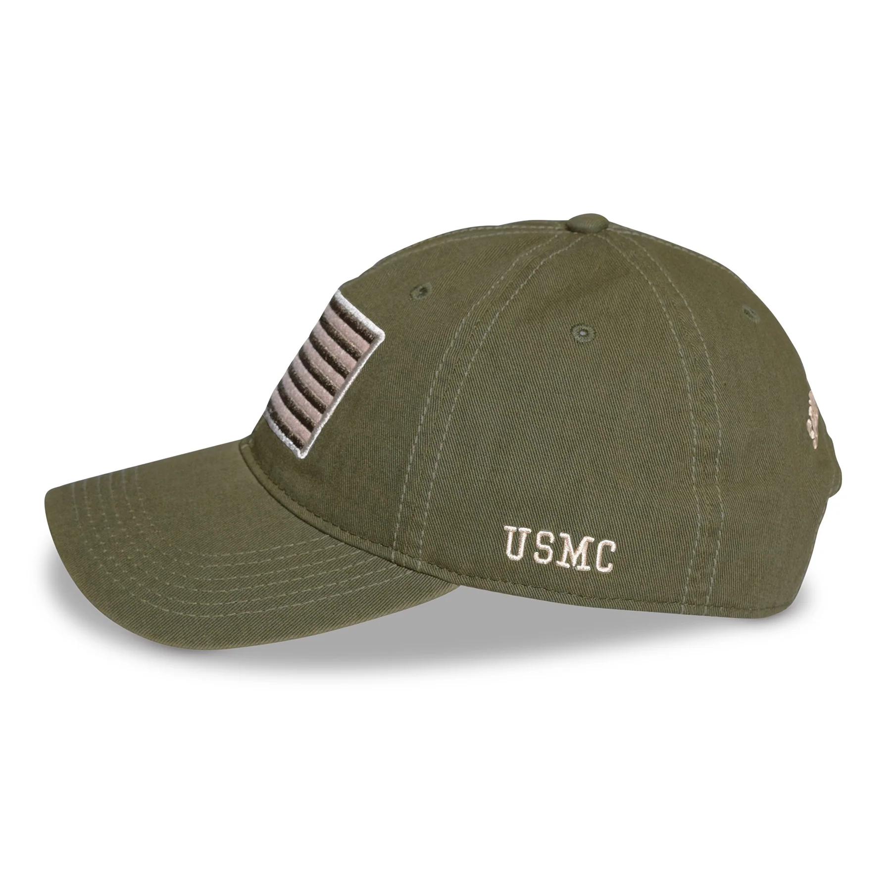 American Flag USMC Hat – OD green - Image 3