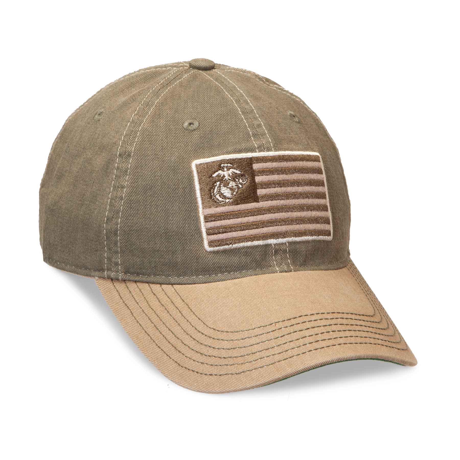 Eagle, Globe, and Anchor Flag Hat – OD green and Brown - Image 5