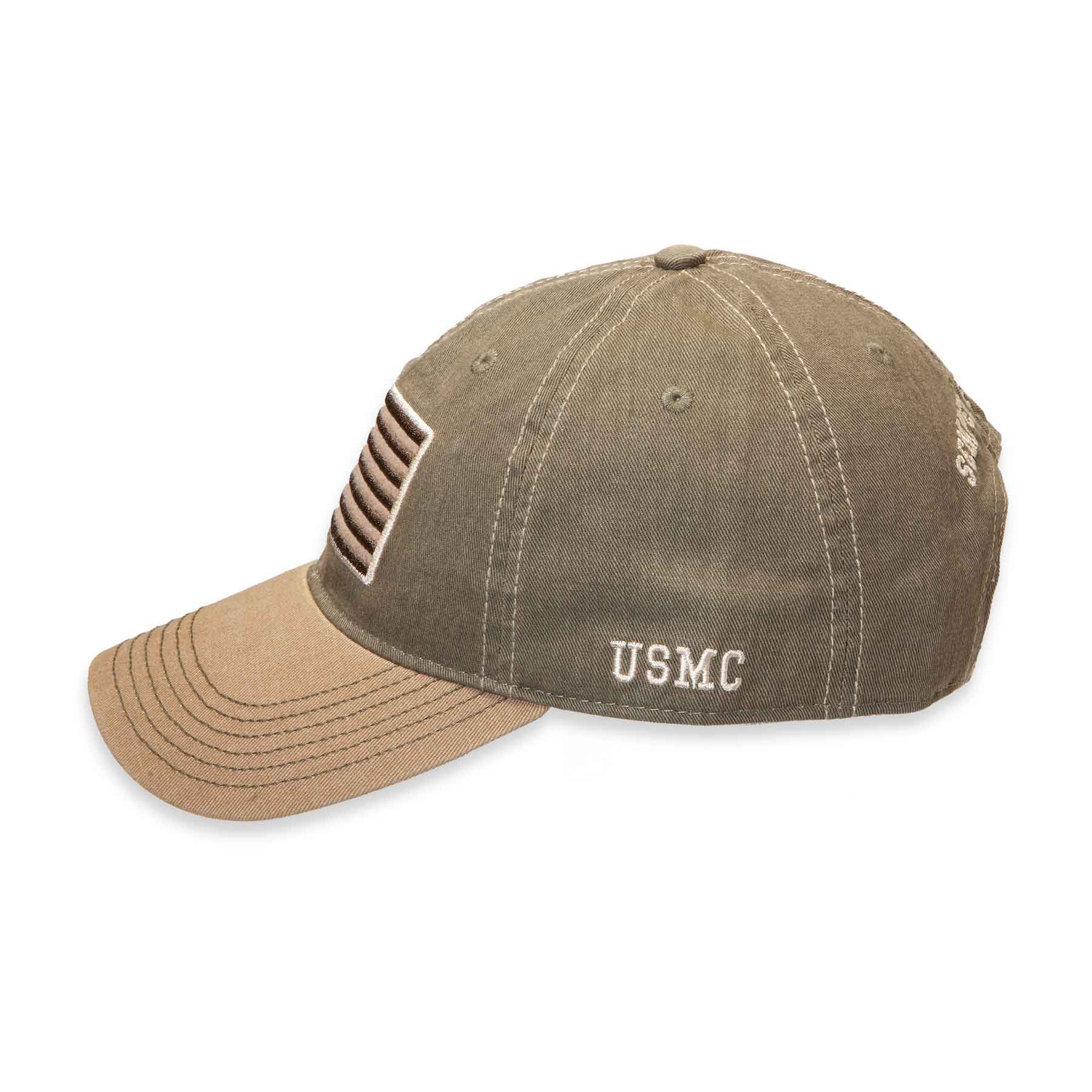 Eagle, Globe, and Anchor Flag Hat – OD green and Brown - Image 6