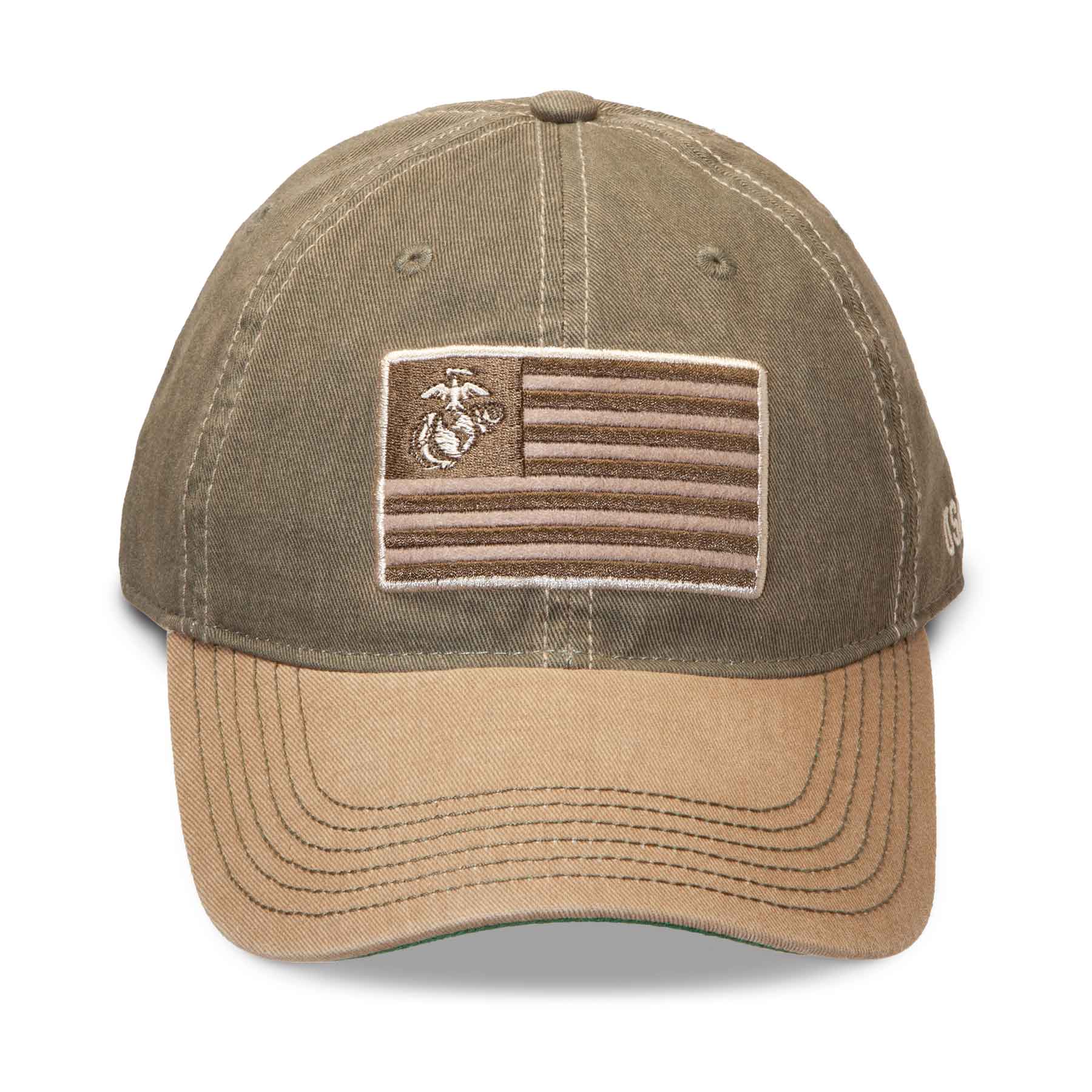 Eagle, Globe, and Anchor Flag Hat – OD green and Brown - Image 7