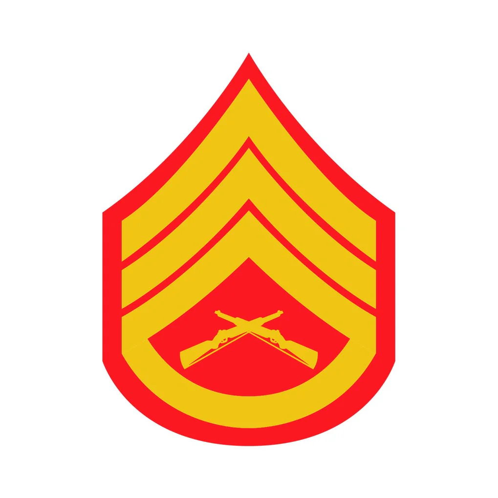 Staff Sergeant Red and Gold Rank Insignia Decal