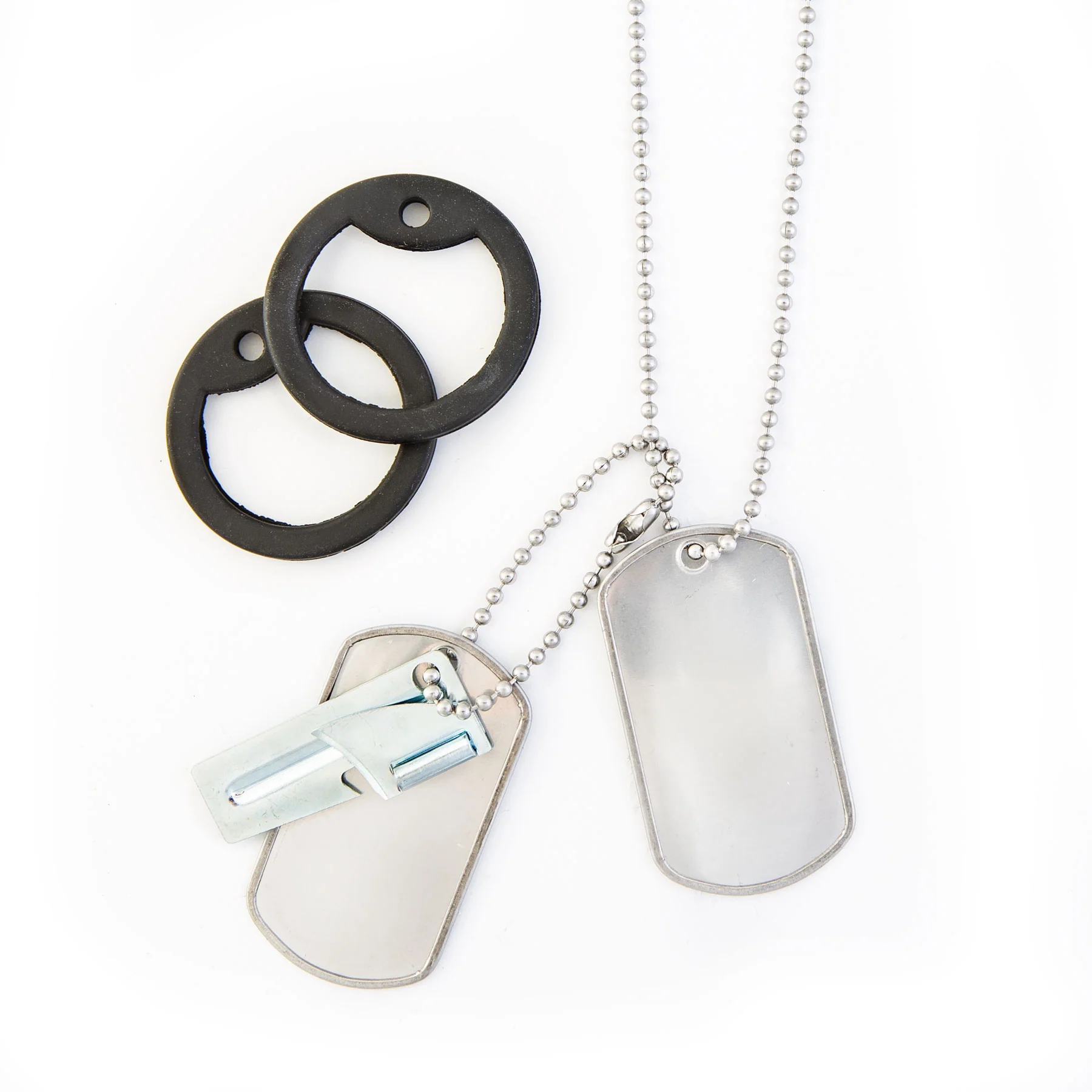 Stainless Steel Shiny Finish Dog Tag with FREE P38 Can Opener