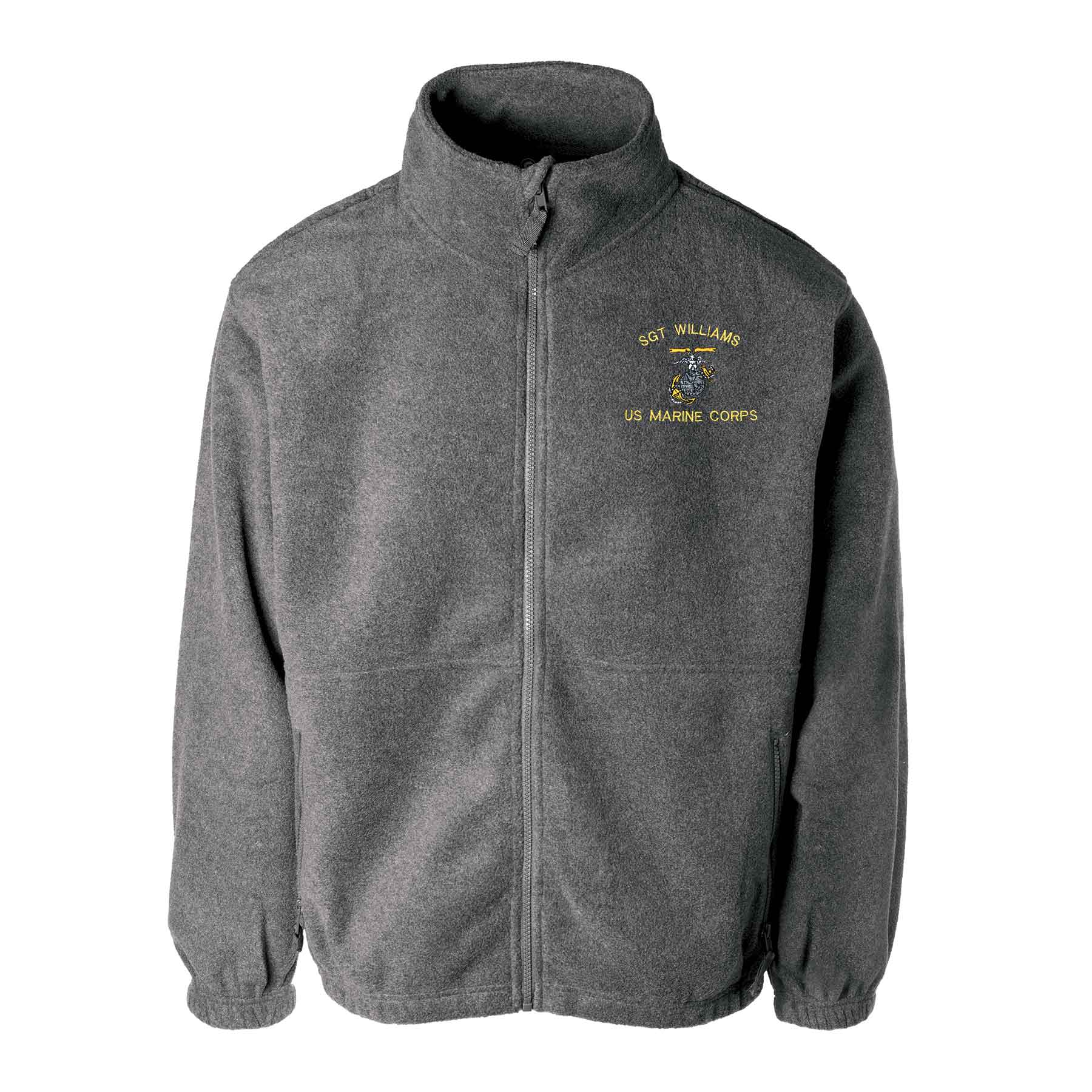 Custom USMC Embroidered Full Zip Fleece Jacket - Image 14