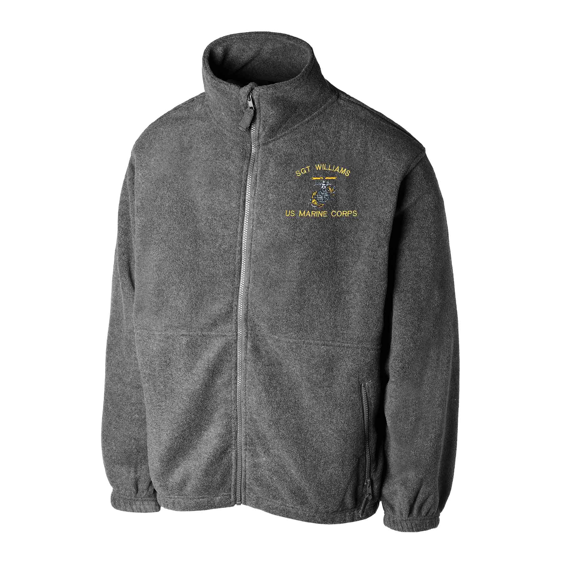 Custom USMC Embroidered Full Zip Fleece Jacket - Image 17