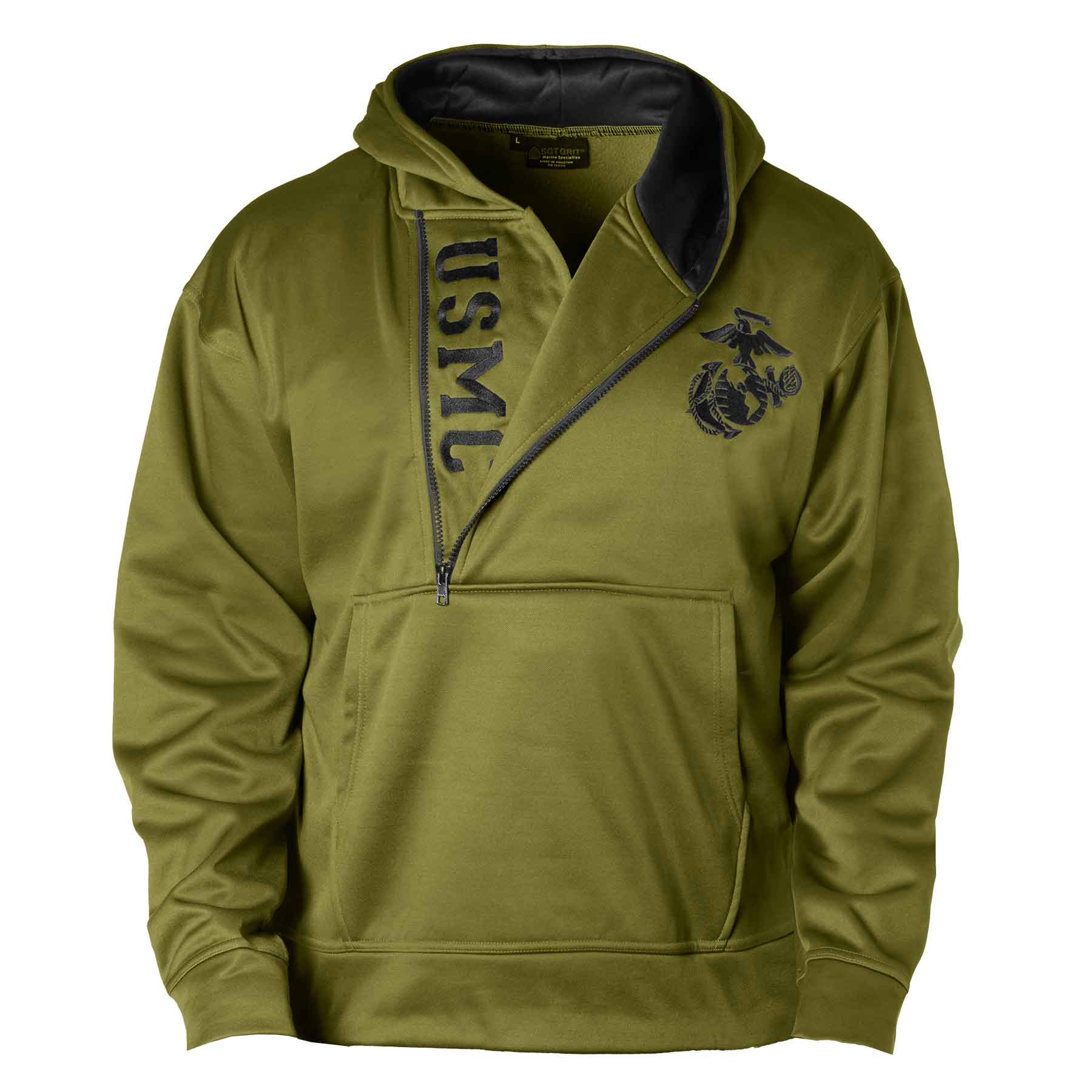 USMC Half Zip Hoodie- OD green