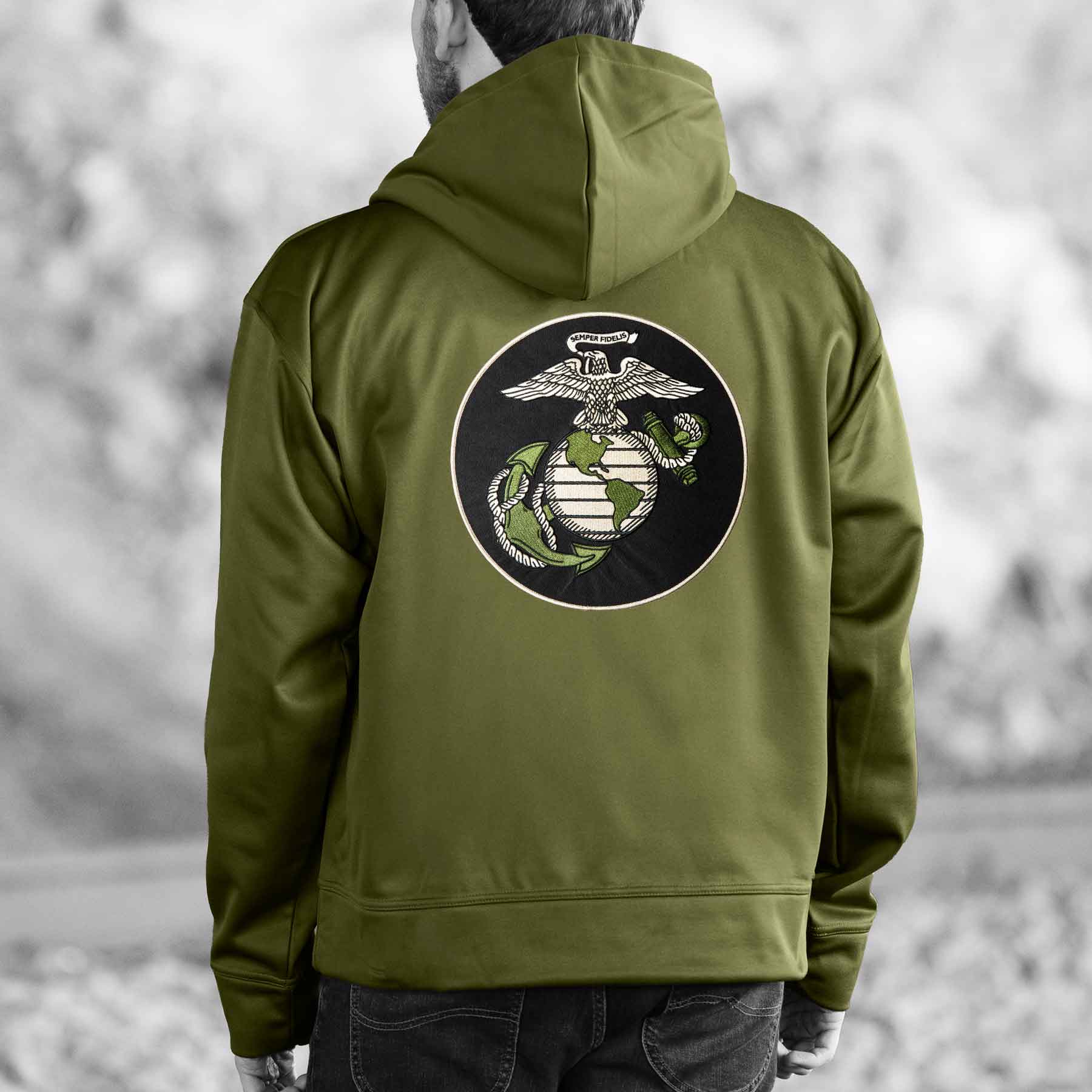 USMC Half Zip Hoodie- OD green - Image 6