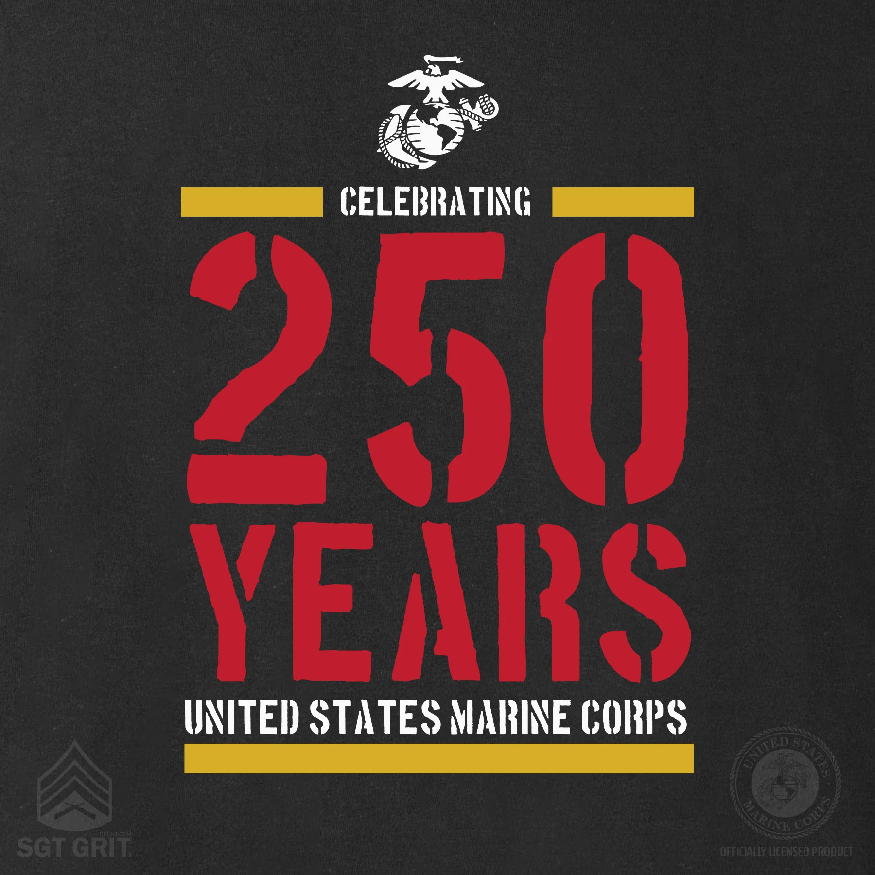 USMC Celebrating 250 Years Hoodie- Black - Image 3