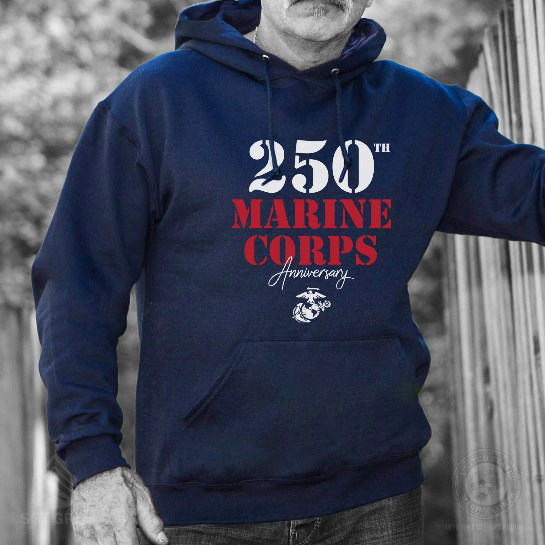 USMC 250th Anniversary Stencil Hoodie - Image 2