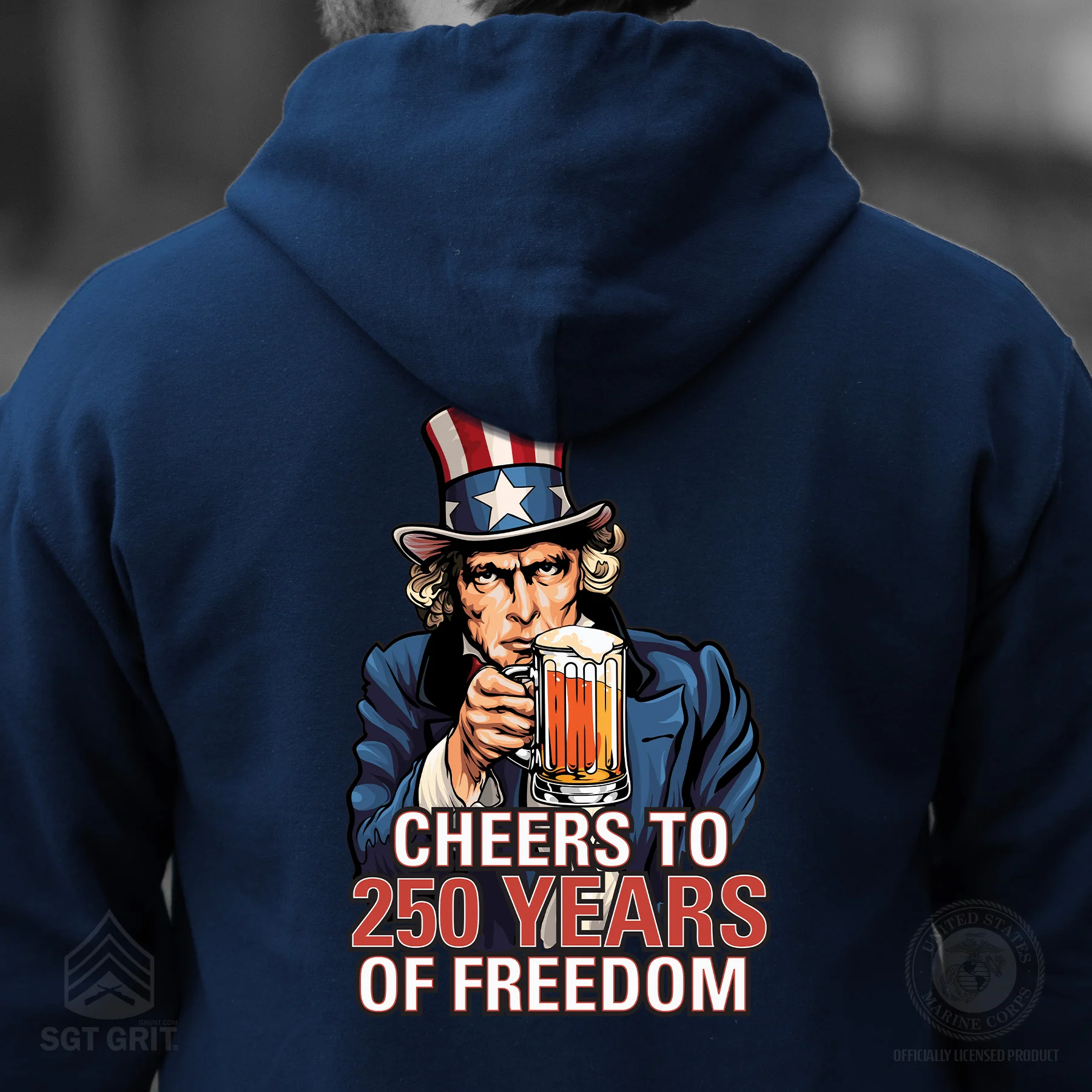Cheers to 250 Years of Freedom Hoodie - Back Design - Image 3