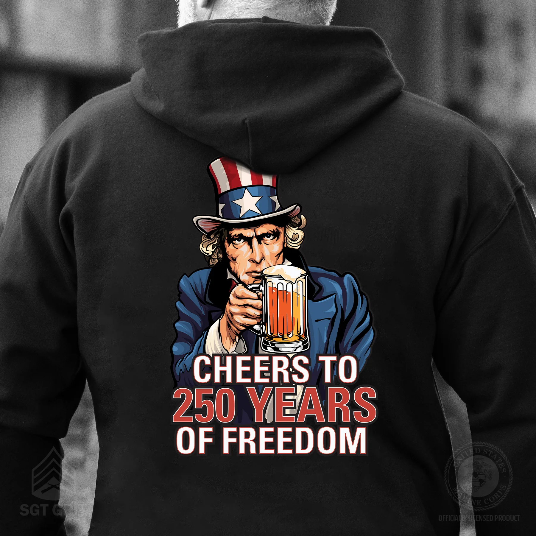 Cheers to 250 Years of Freedom Hoodie - Back Design - Image 6