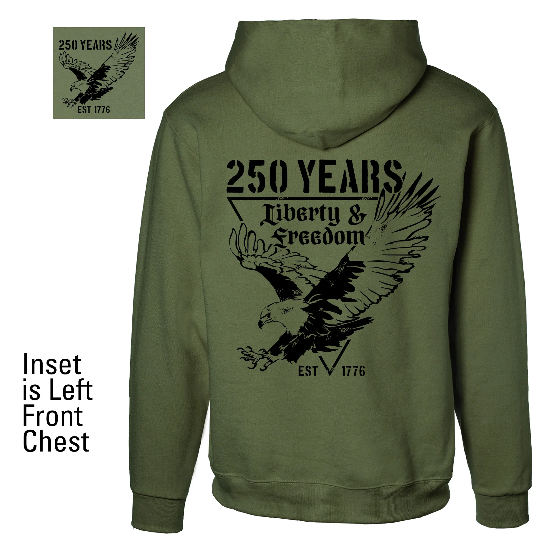 250 Years Eagle Hoodie – OD Green