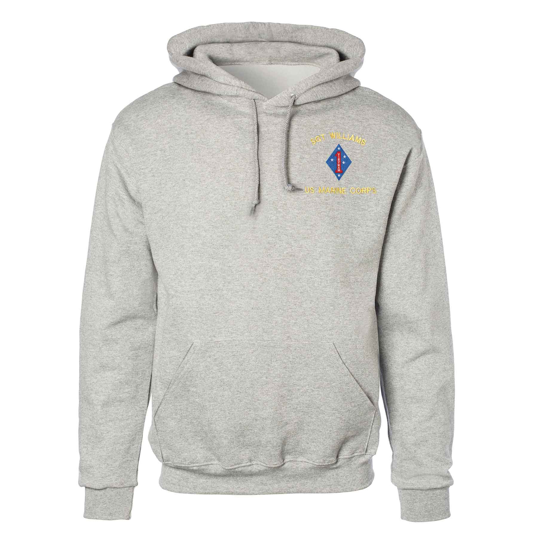 Vietnam 1st Marine Division Embroidered Hoodie - Image 2