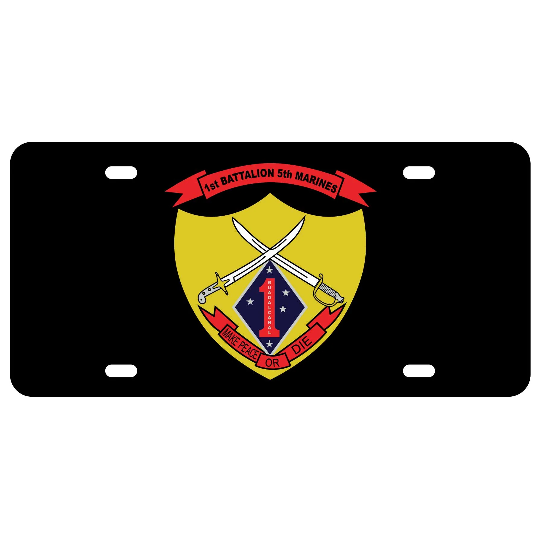 1st Battalion 5th Marines License Plate- Yellow