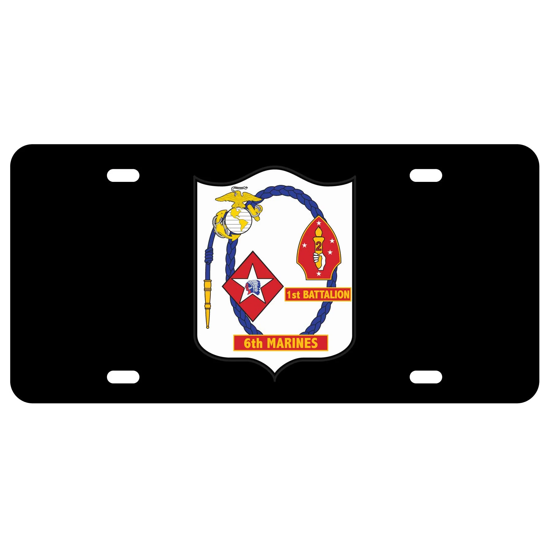 1st Battalion 6th Marine License Plate- Shield Design