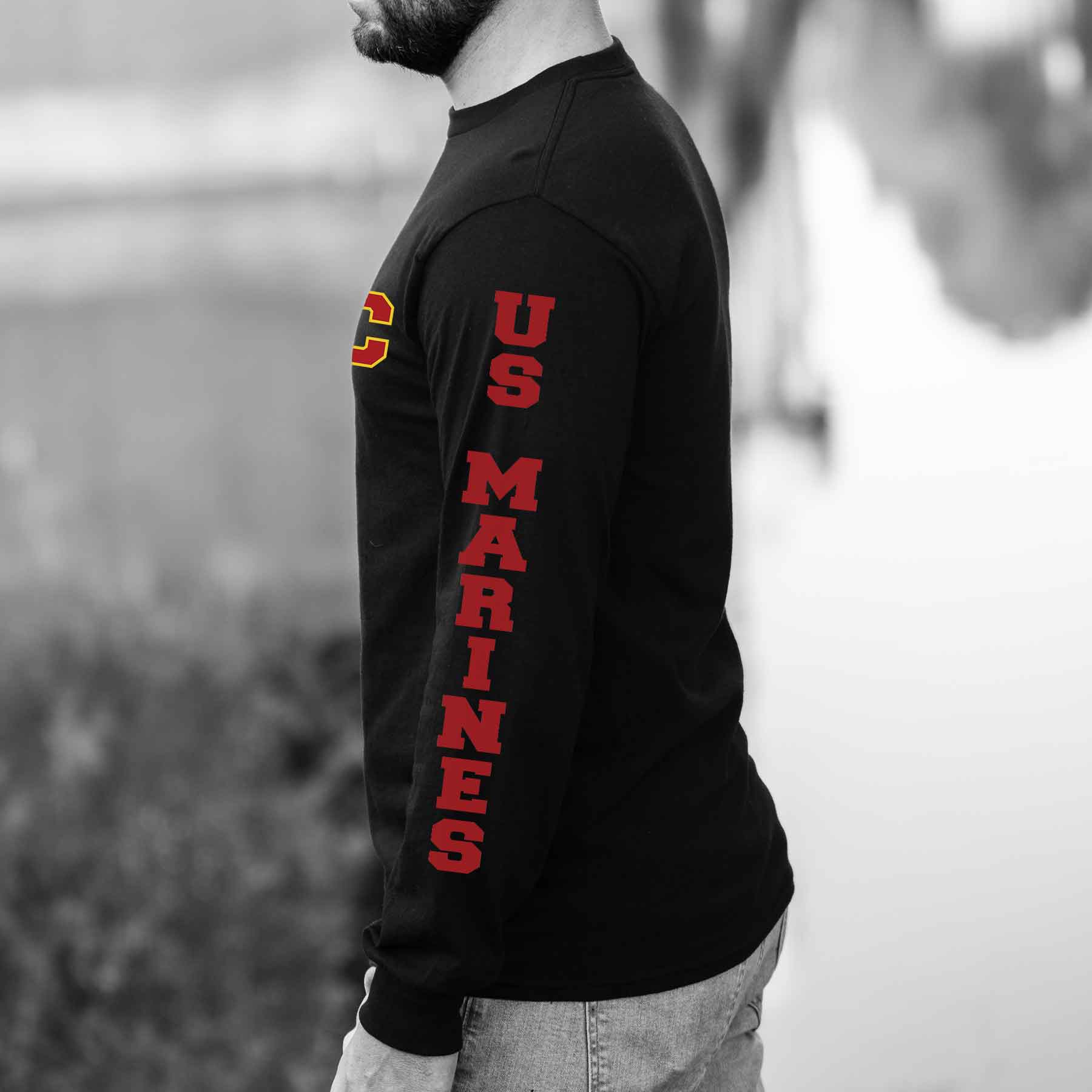 USMC Semper Fi Long Sleeve T-Shirt - Black - Image 6