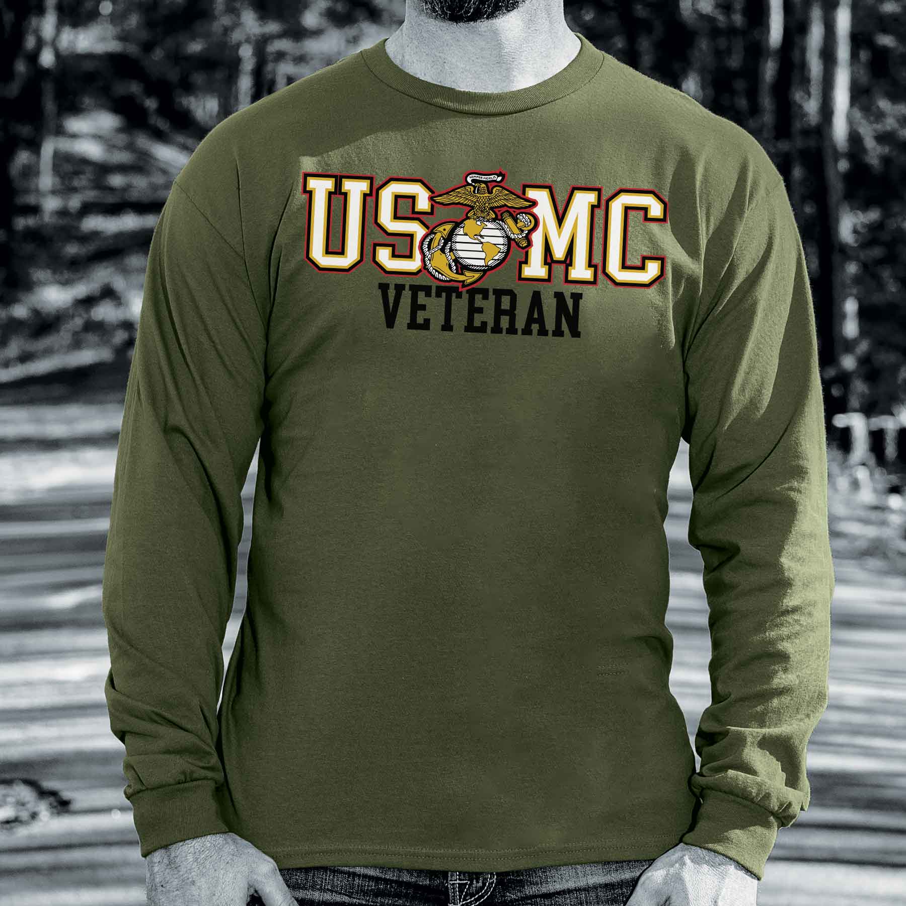 Bold USMC Veteran Long Sleeve - Image 2