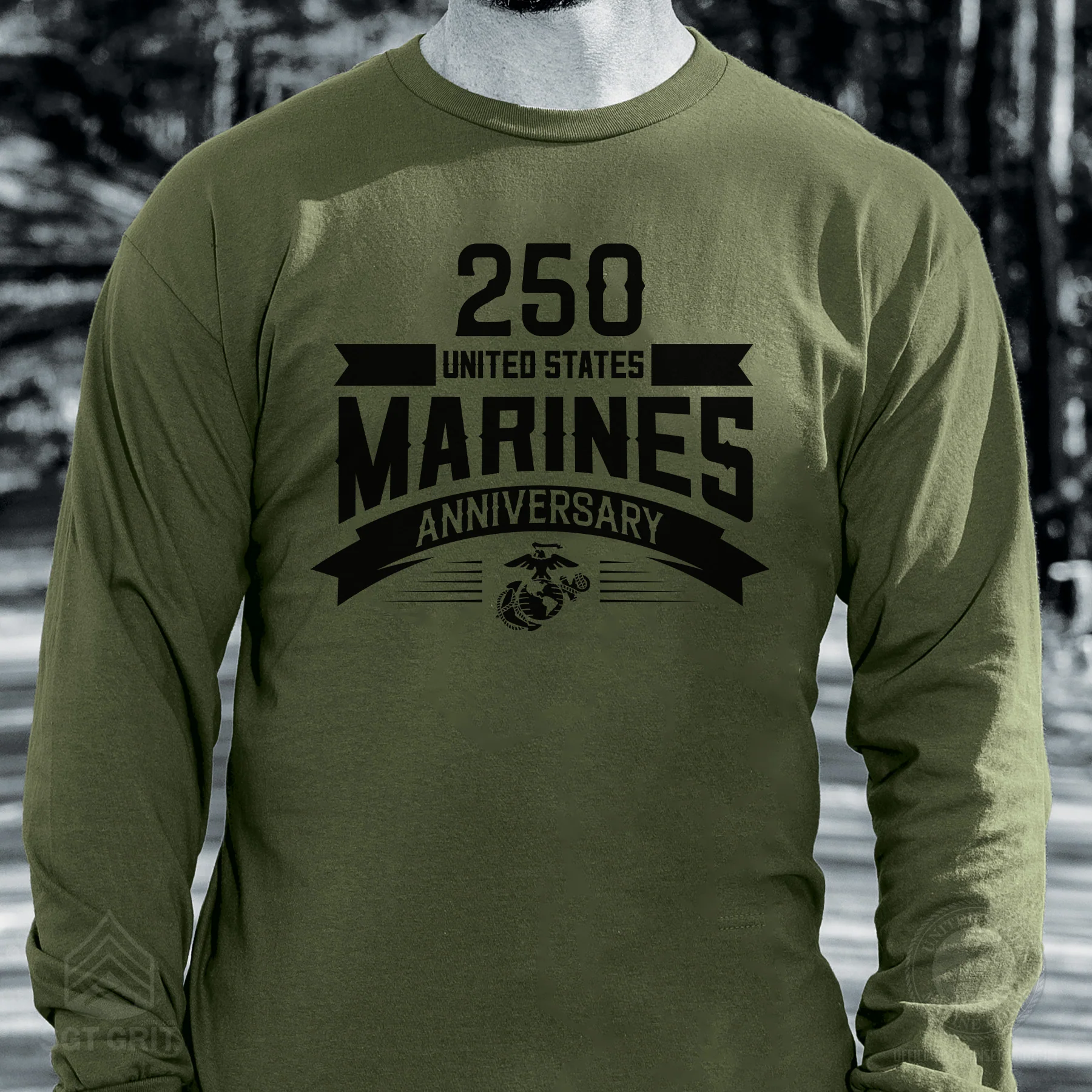 USMC 250th Anniversary Ribbon Long Sleeve Shirt - Image 2