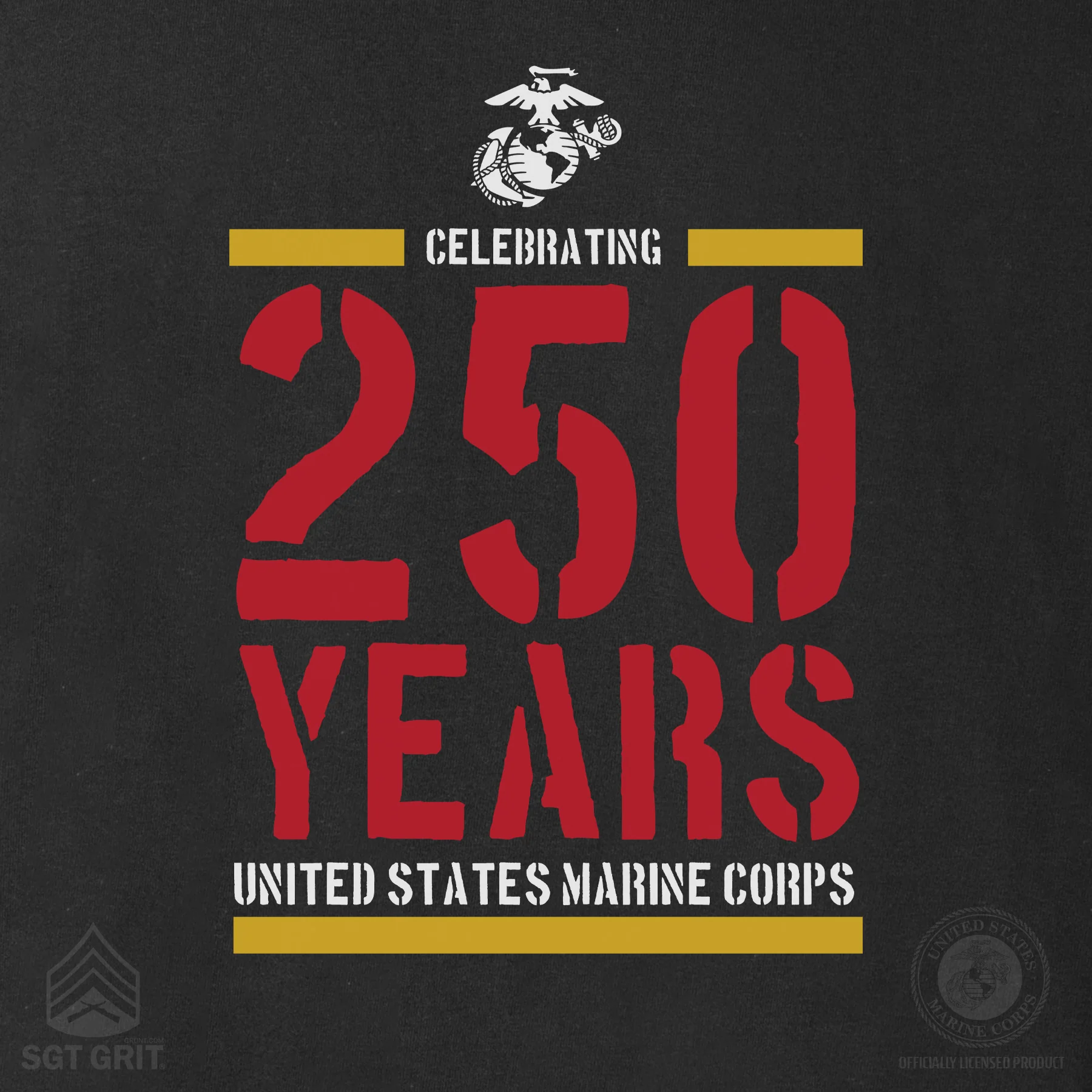 USMC Celebrating 250 Years Long Sleeve Shirt- Black - Image 3