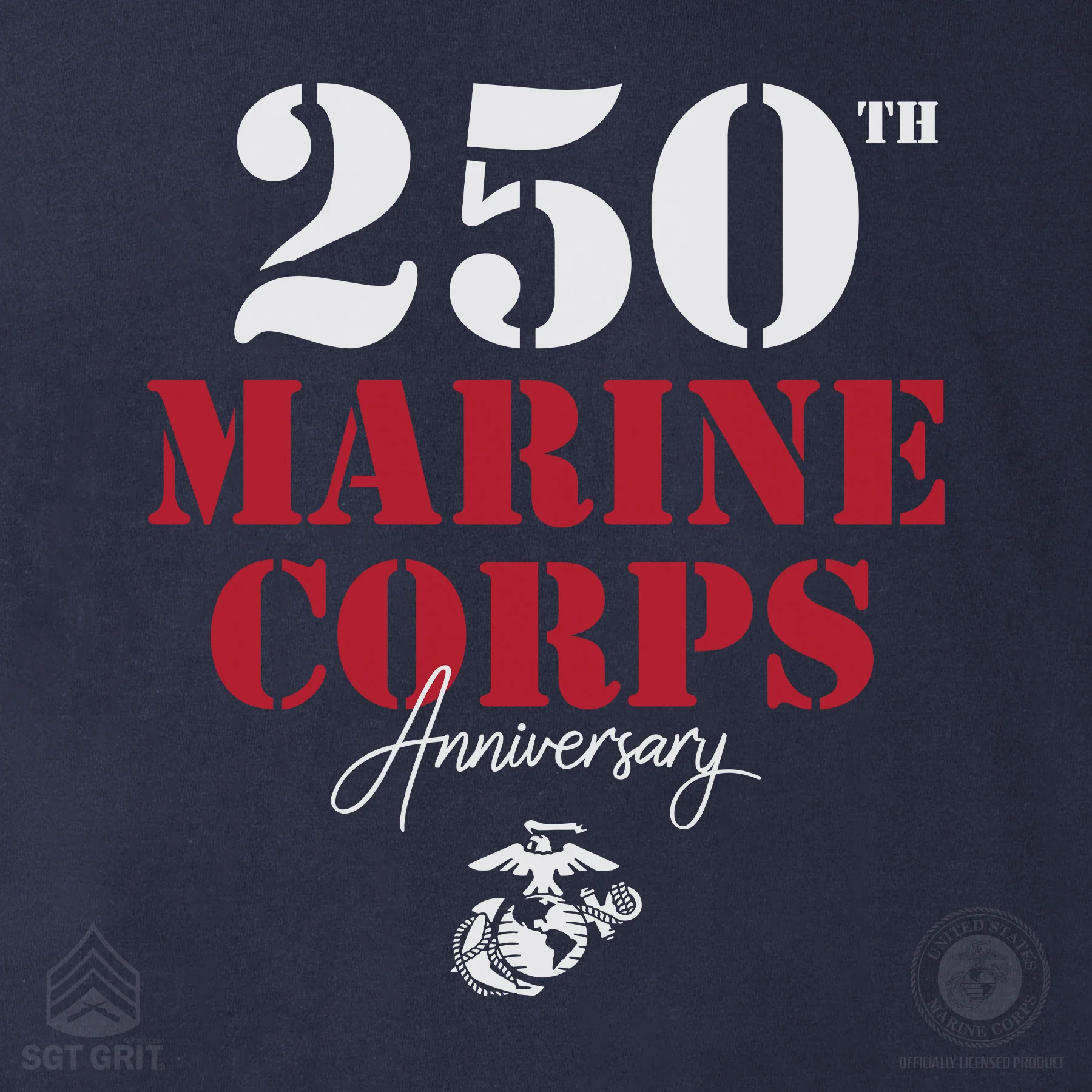 USMC 250th Anniversary Stencil  Long Sleeve Shirt - Image 3