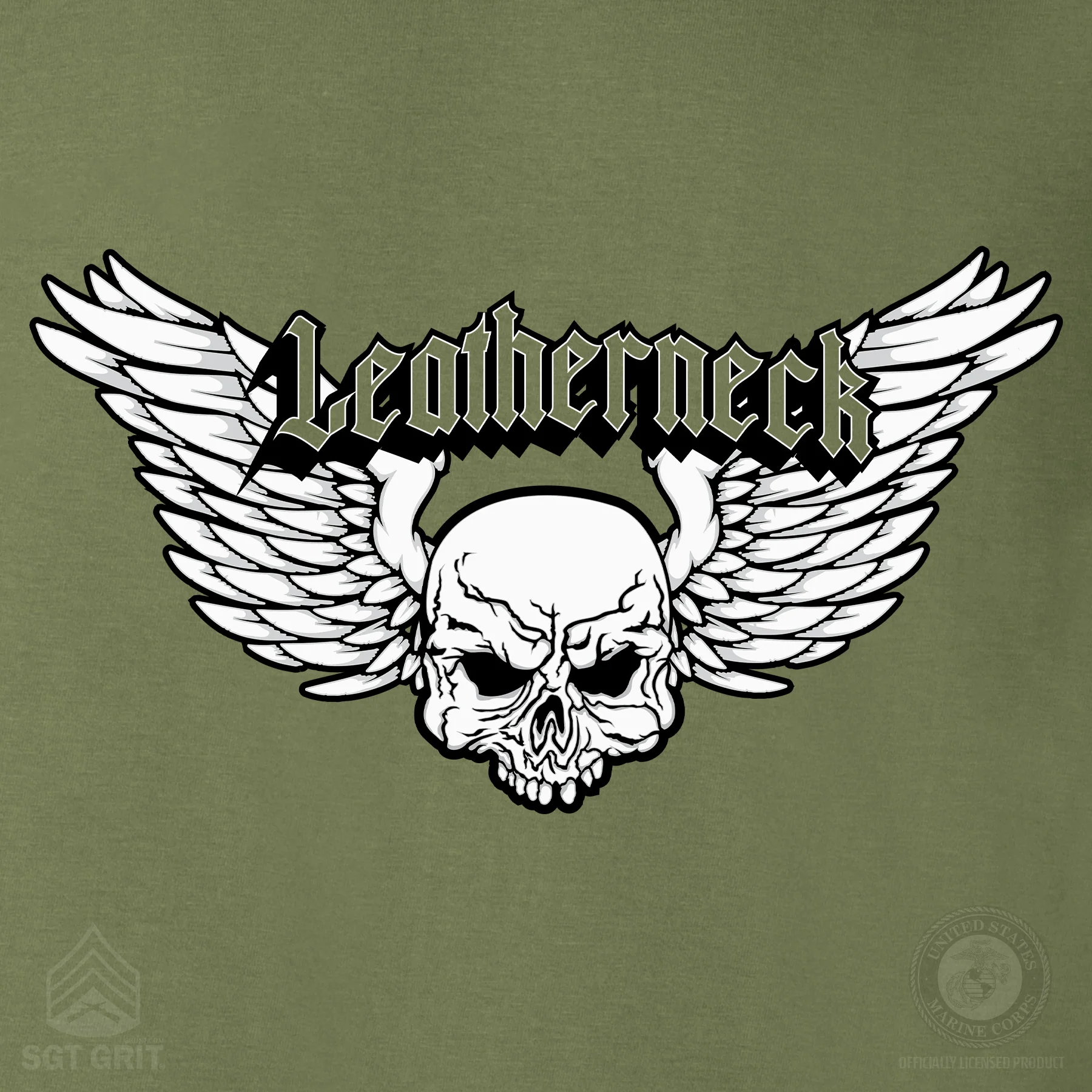 Leatherneck Skull Long Sleeve Shirt - OD Green - Image 3
