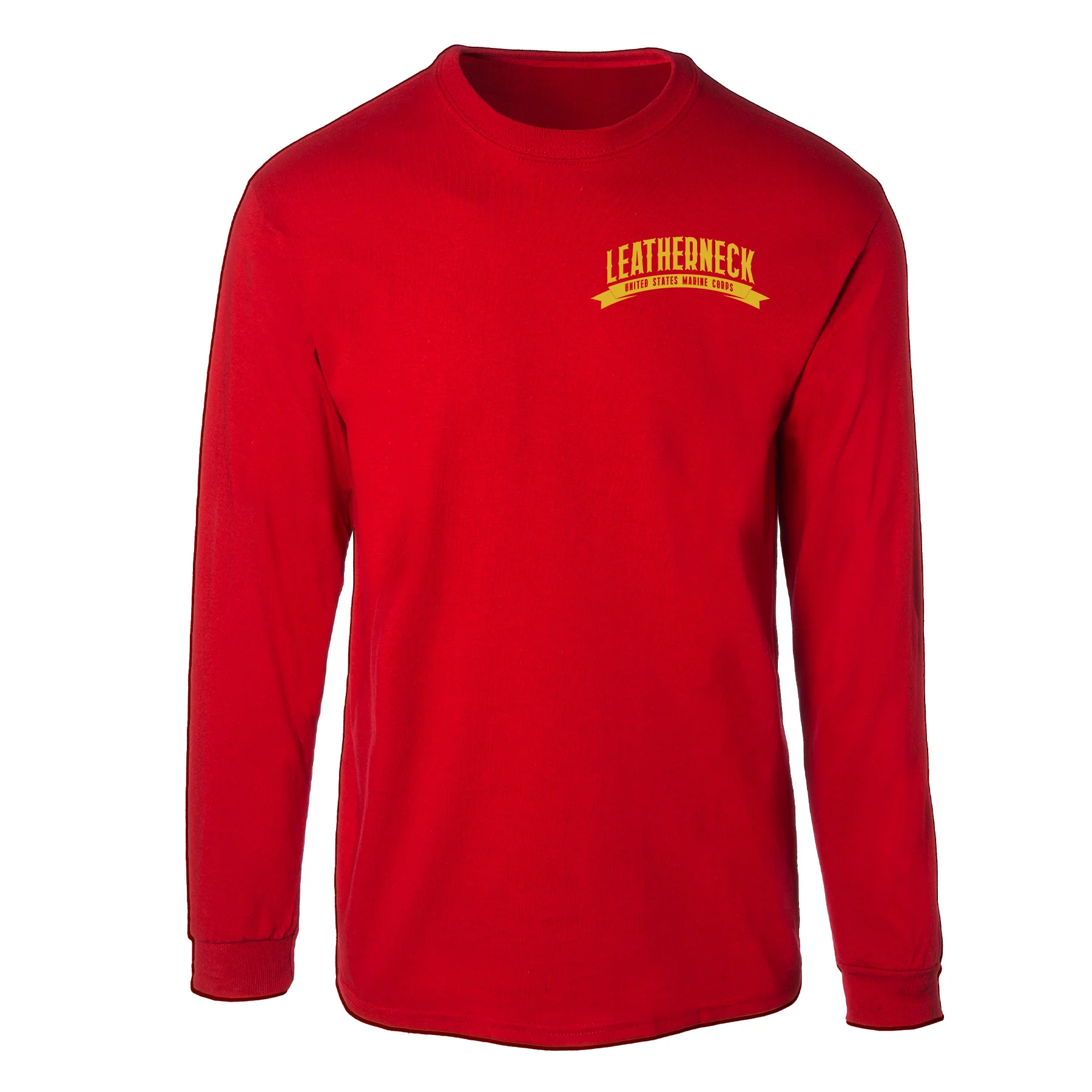 USMC Leatherneck Left Chest Long Sleeve Shirt- Red