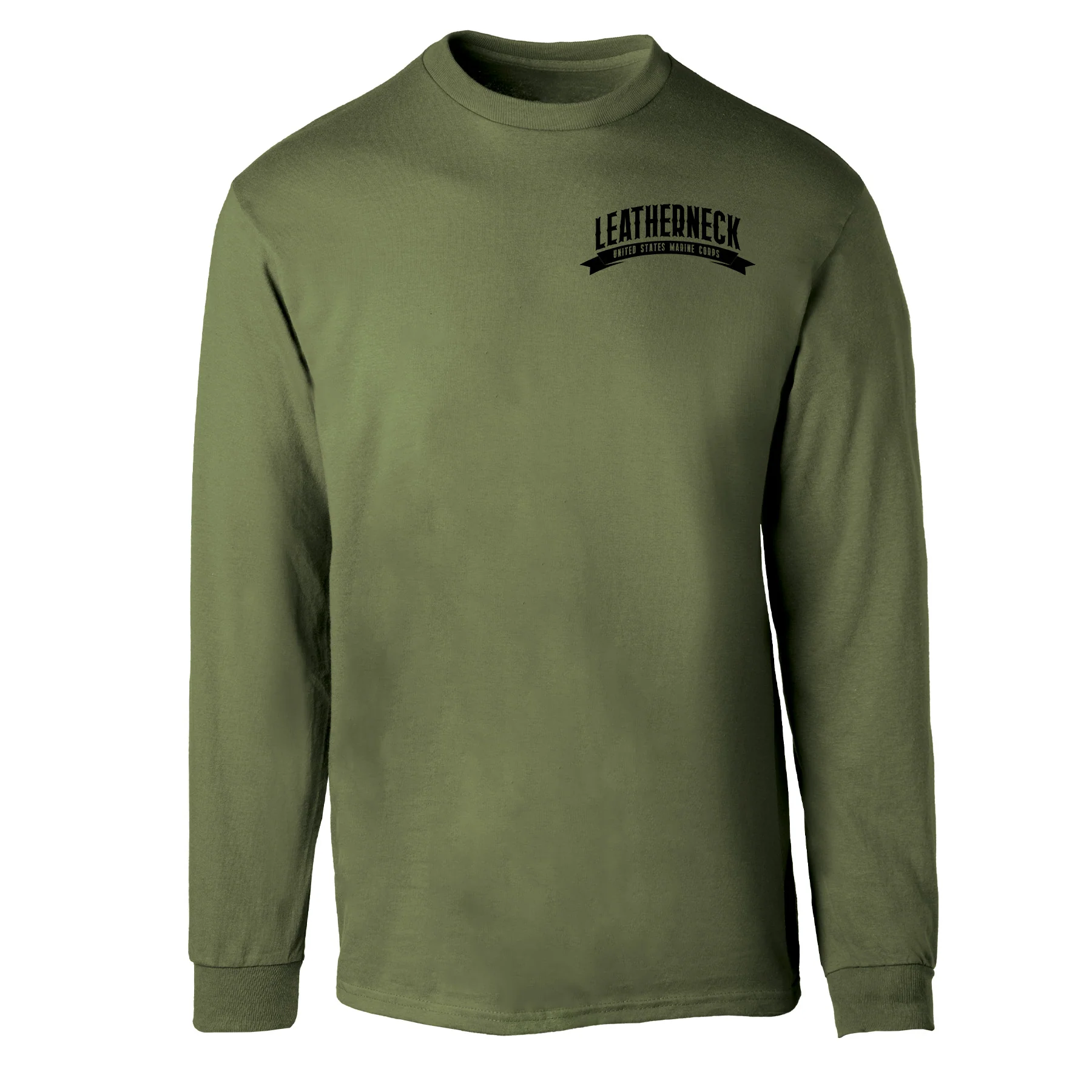 USMC Leatherneck Left Chest Long Sleeve Shirt- OD Green