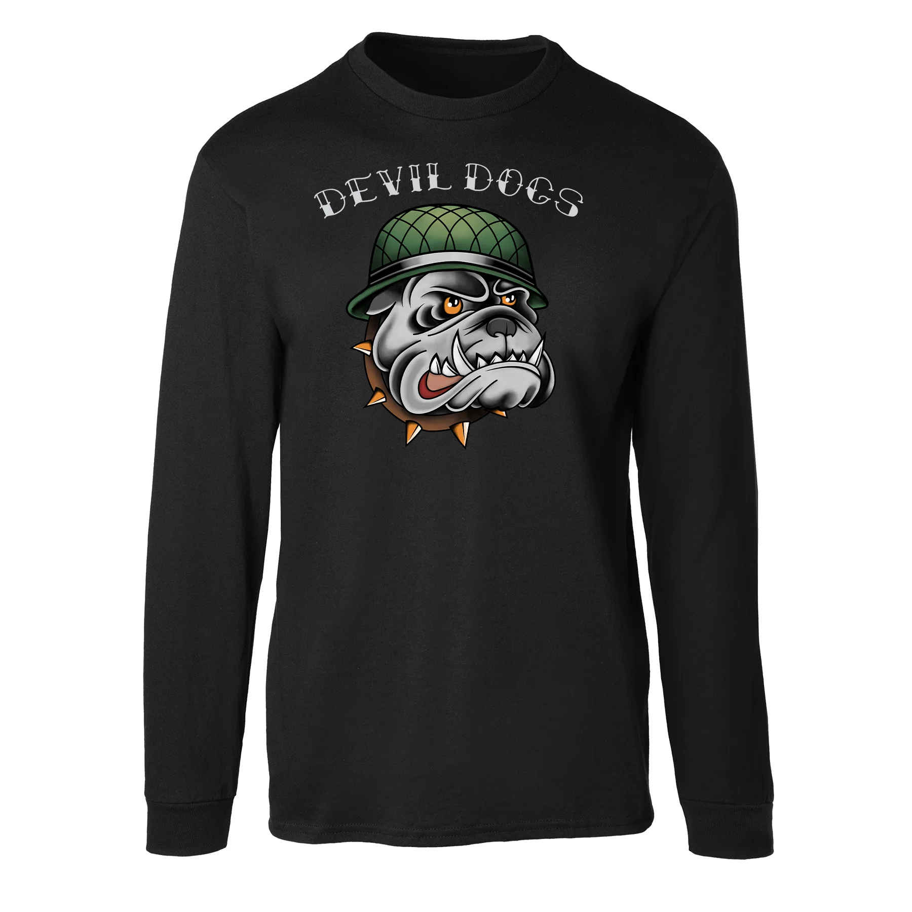 USMC Vintage Tattoo Devil Dogs Long Sleeve Shirt