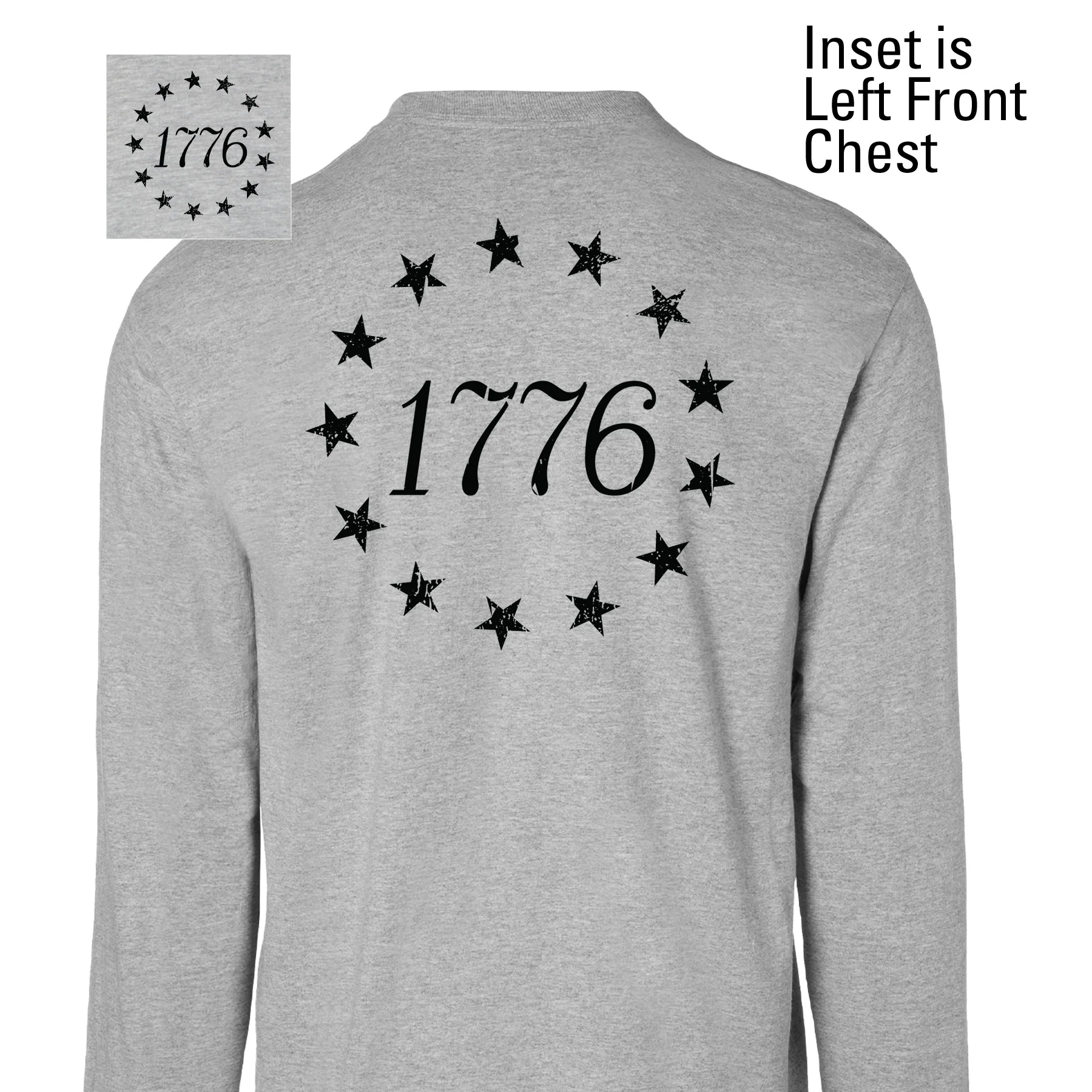 1776 Betsy Ross Flag Long Sleeve T-Shirt - Back Design