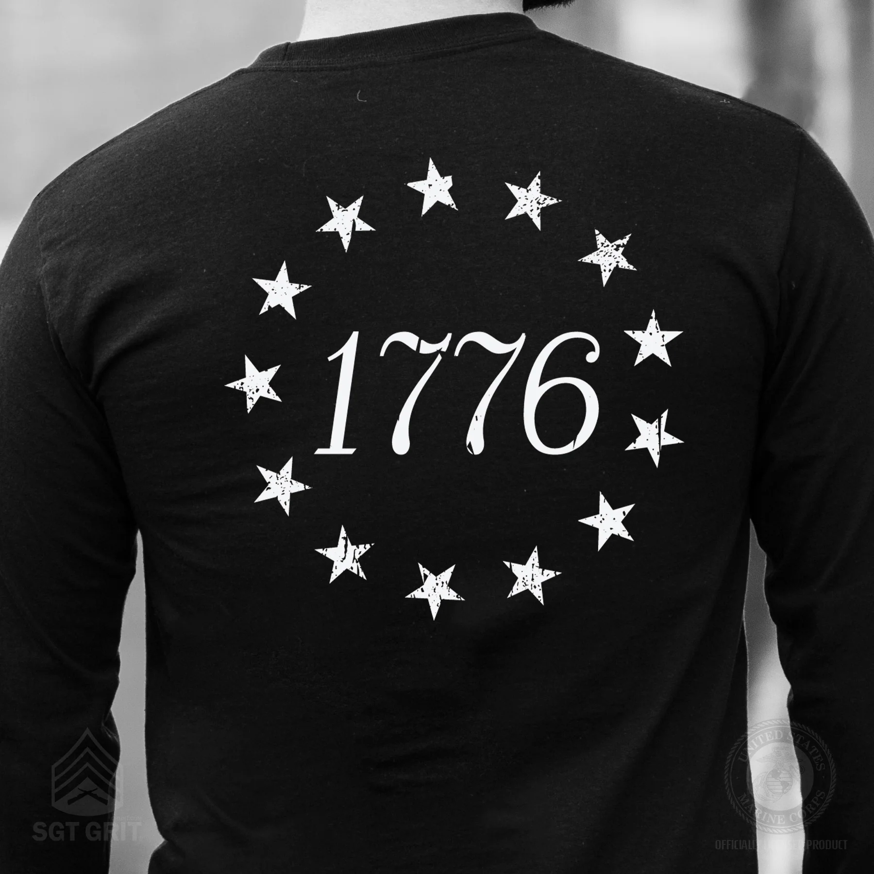 1776 Betsy Ross Flag Long Sleeve T-Shirt - Back Design - Image 14