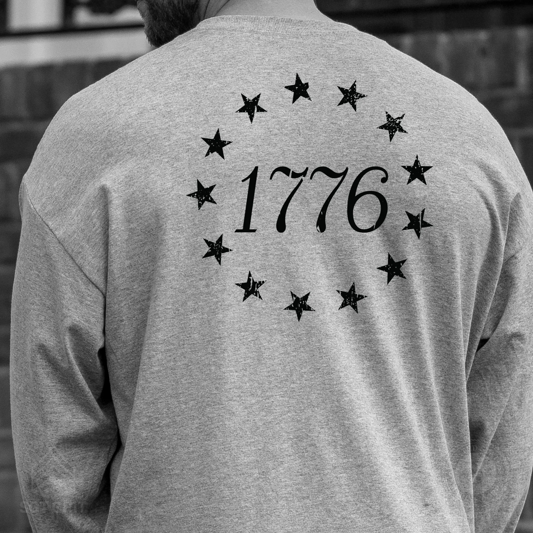 1776 Betsy Ross Flag Long Sleeve T-Shirt - Back Design - Image 2
