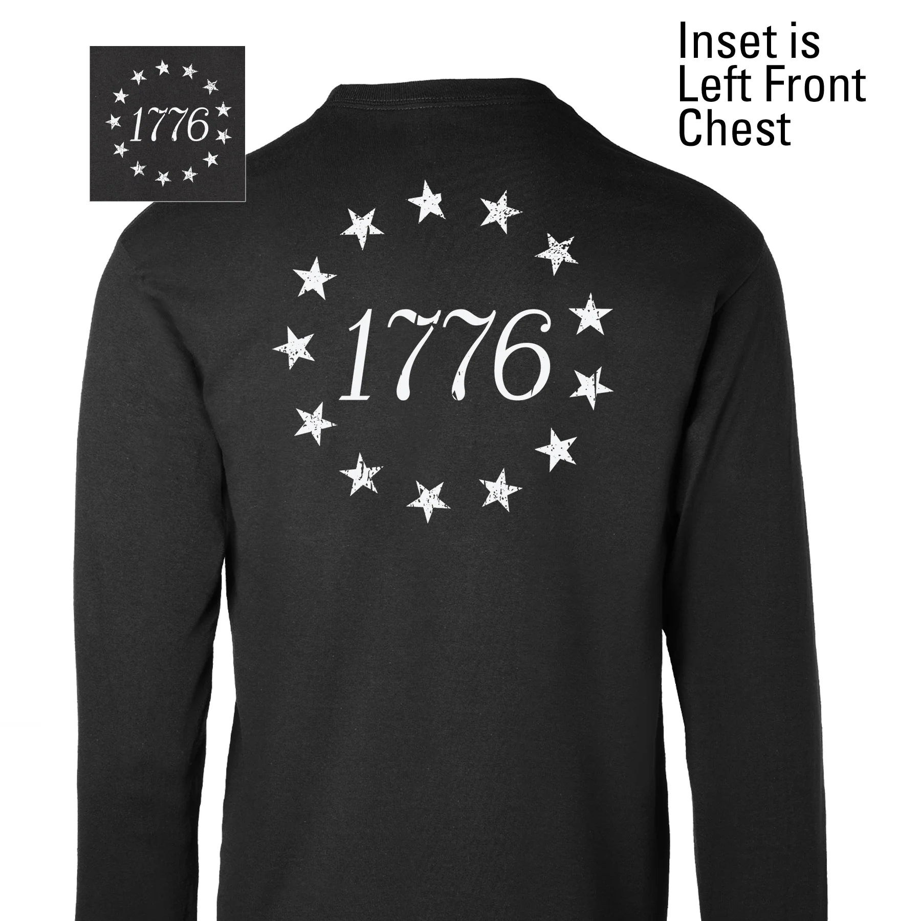 1776 Betsy Ross Flag Long Sleeve T-Shirt - Back Design - Image 5