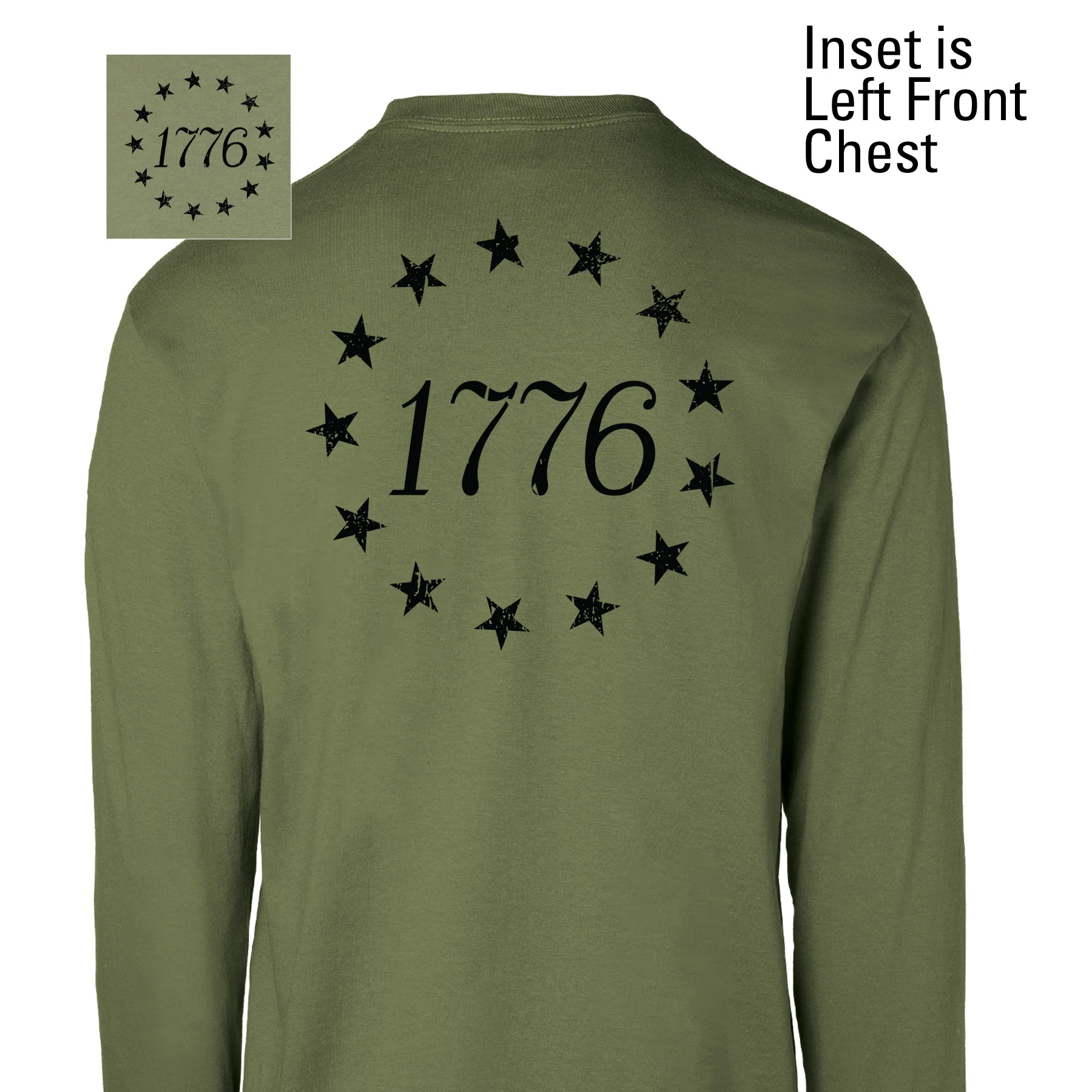 1776 Betsy Ross Flag Long Sleeve T-Shirt - Back Design - Image 6