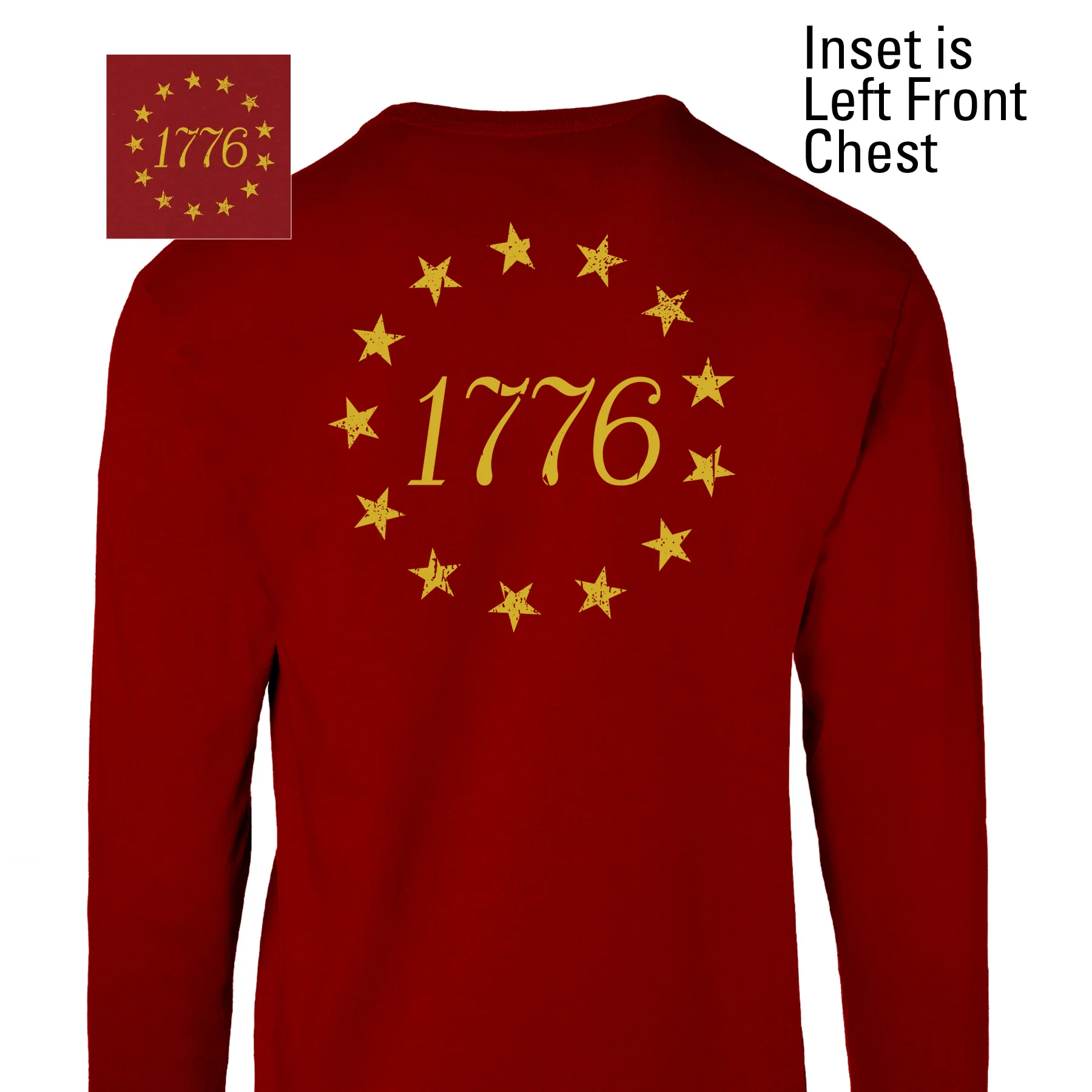 1776 Betsy Ross Flag Long Sleeve T-Shirt - Back Design - Image 7