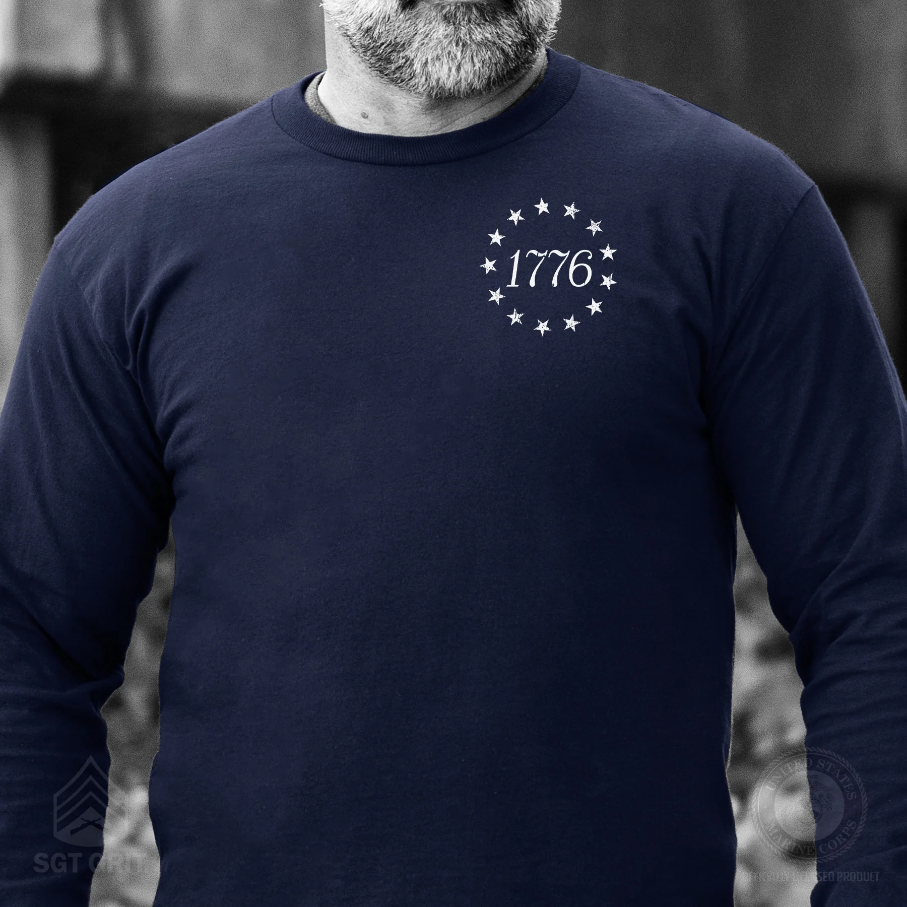 1776 Betsy Ross Flag Long Sleeve T-Shirt - Back Design - Image 9