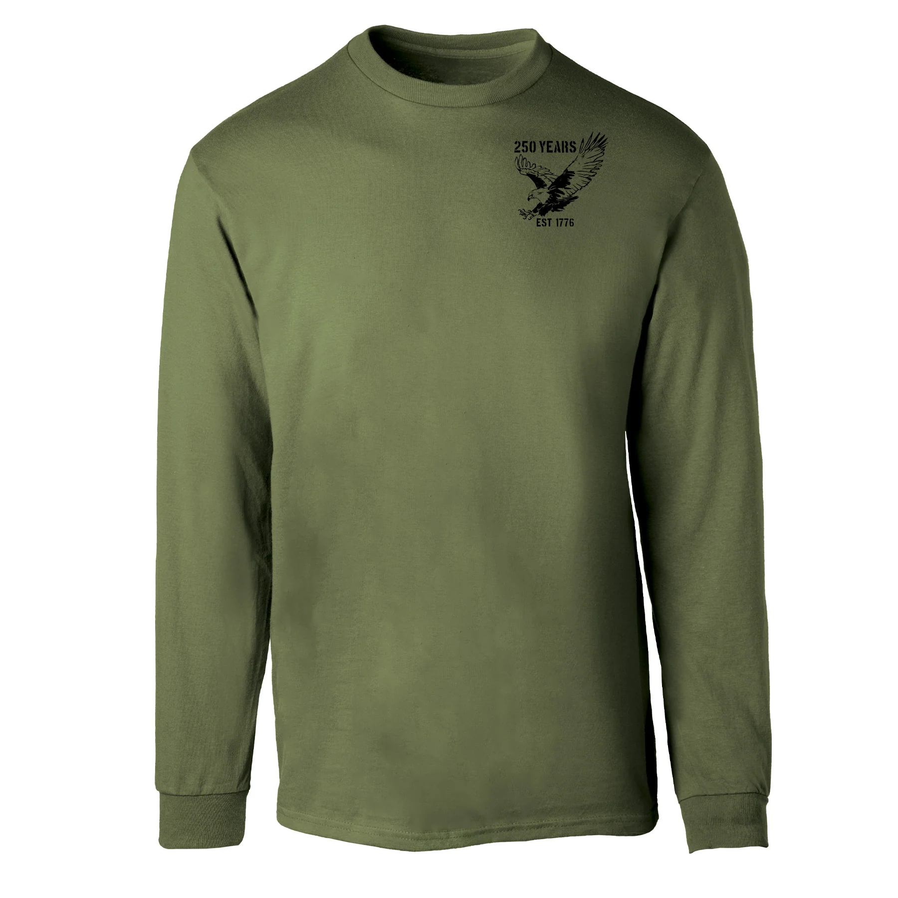 250 Years Eagle Long Sleeve T-Shirt – OD Green - Image 4