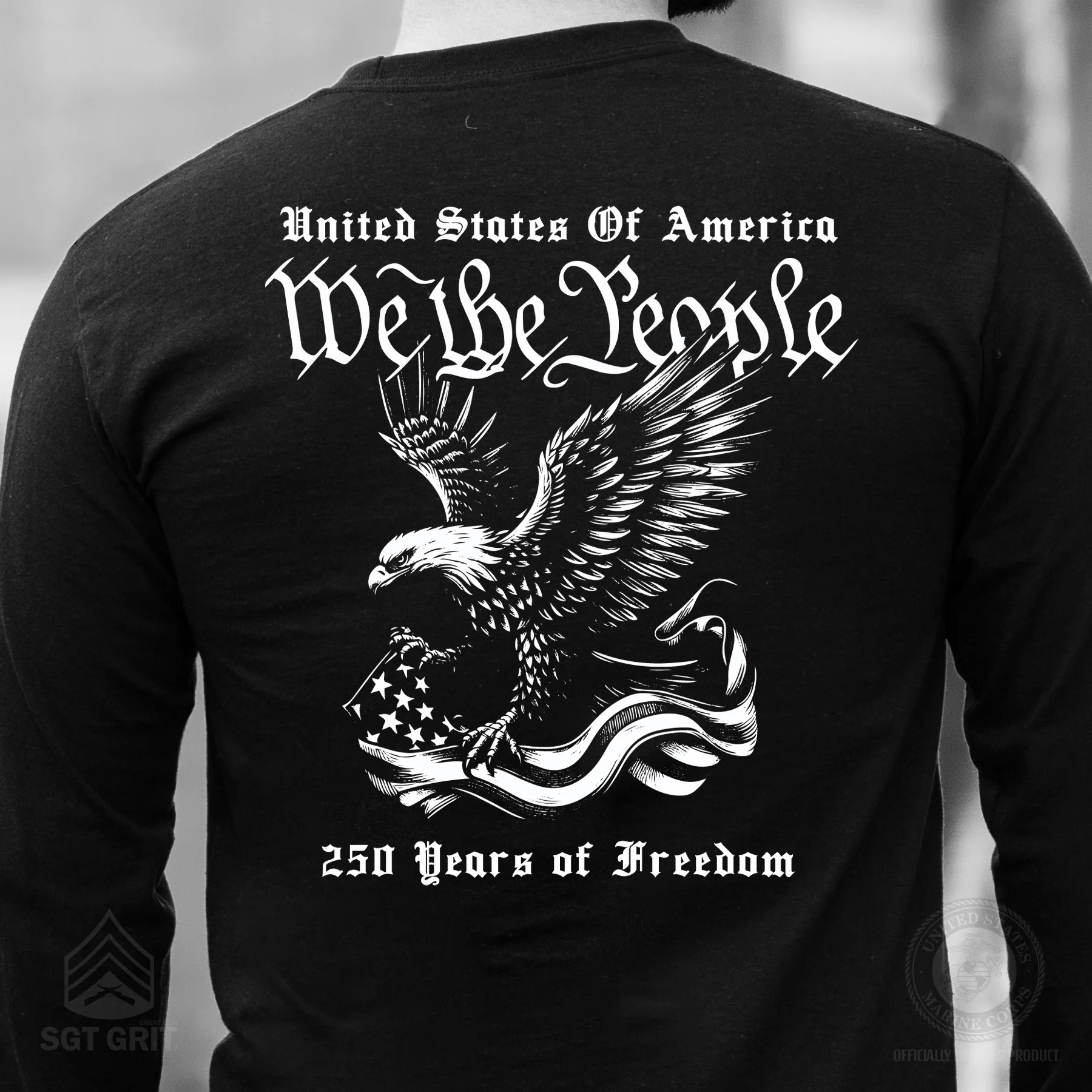 We The People 250 Years Eagle Long Sleeve T-Shirt- Back Design - Image 3