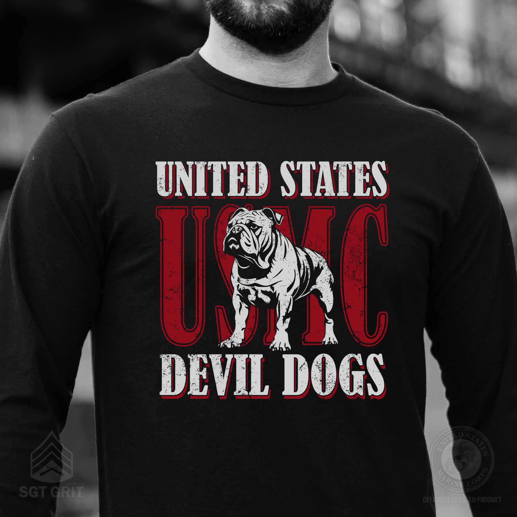 USMC Devil Dog Long Sleeve T-Shirt - Image 2