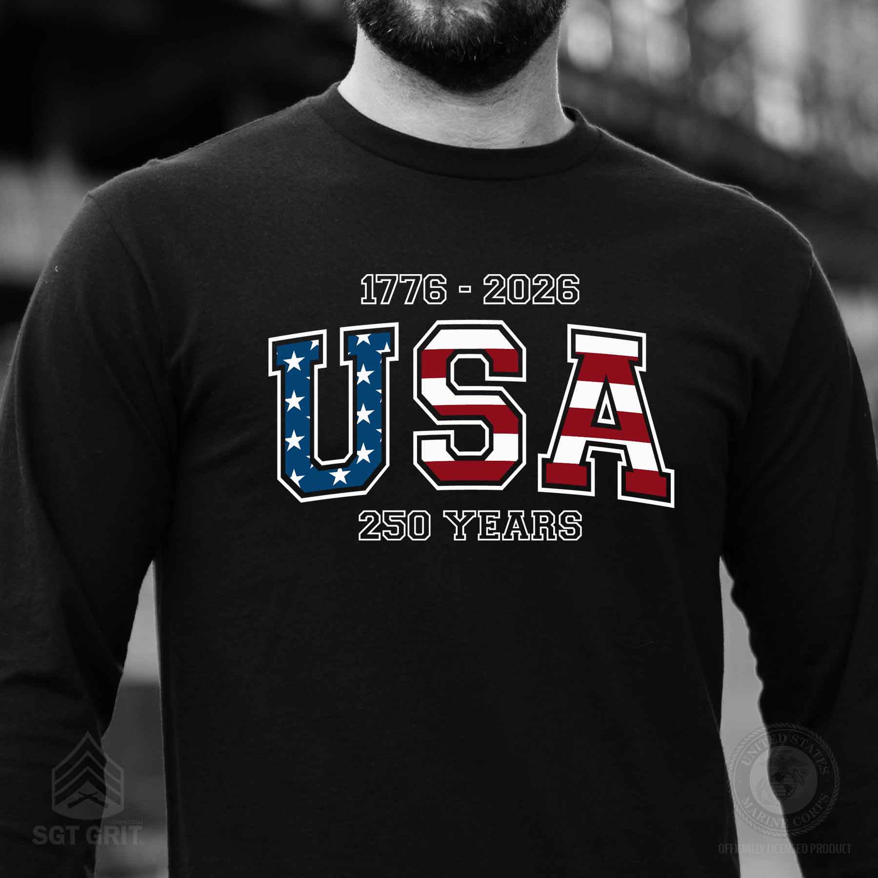 USA 250 Years Flag Long Sleeve T-Shirt - Image 2