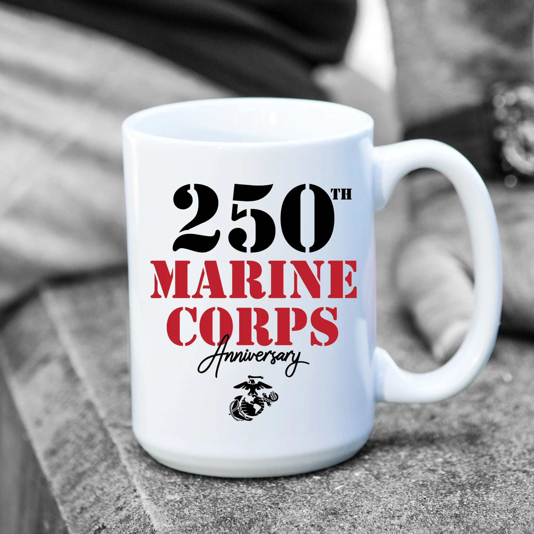 USMC 250th Anniversary Stencil Mug - Image 2