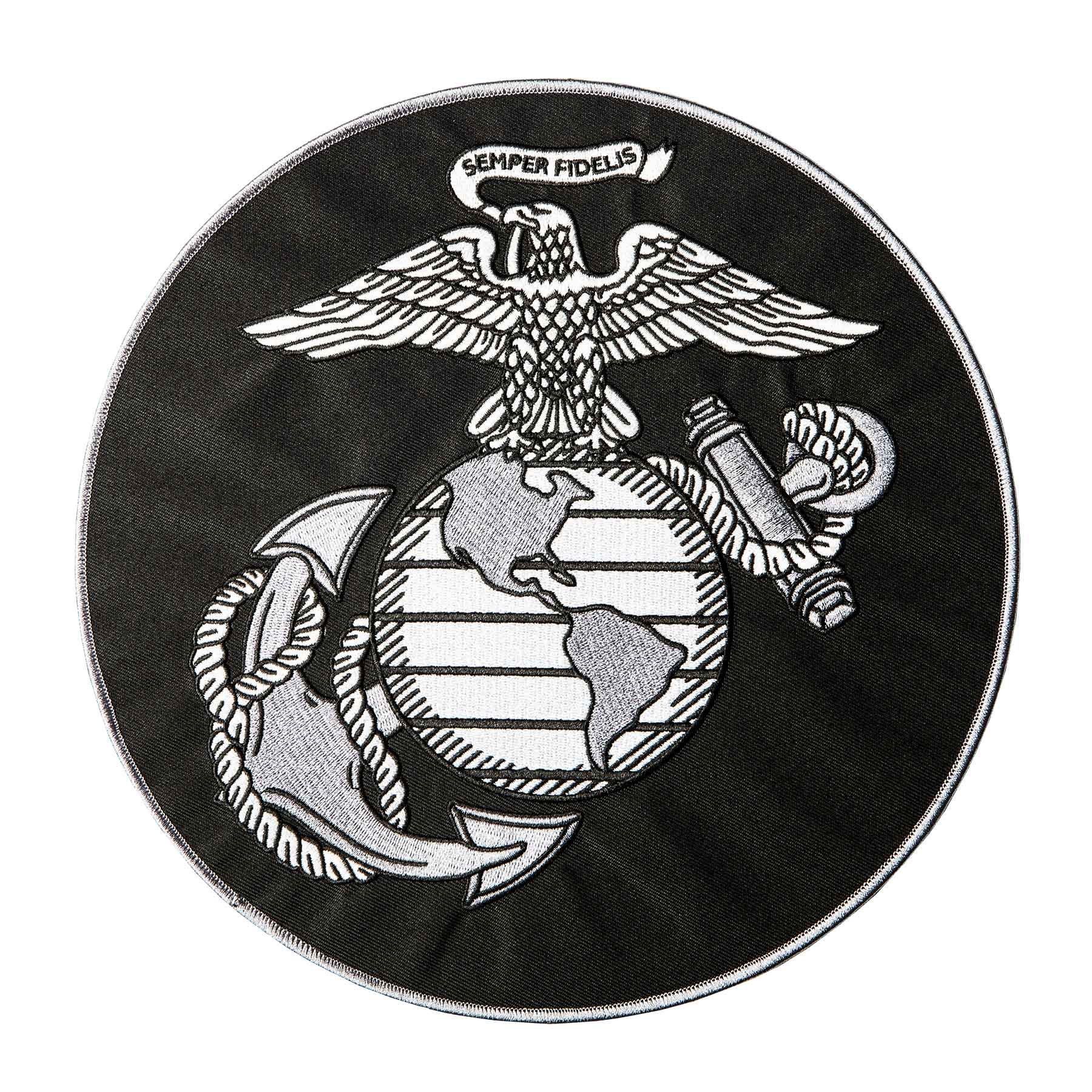Eagle, Globe, and Anchor 10 inch Patch- Black and White