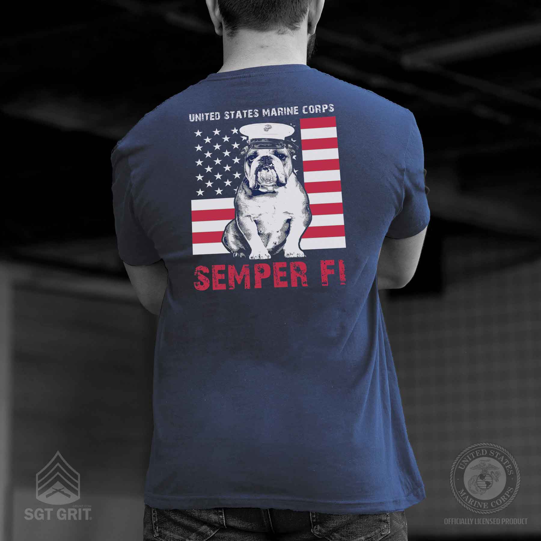 Dress Blues Bulldog Back With Front Pocket T-shirt - Image 2