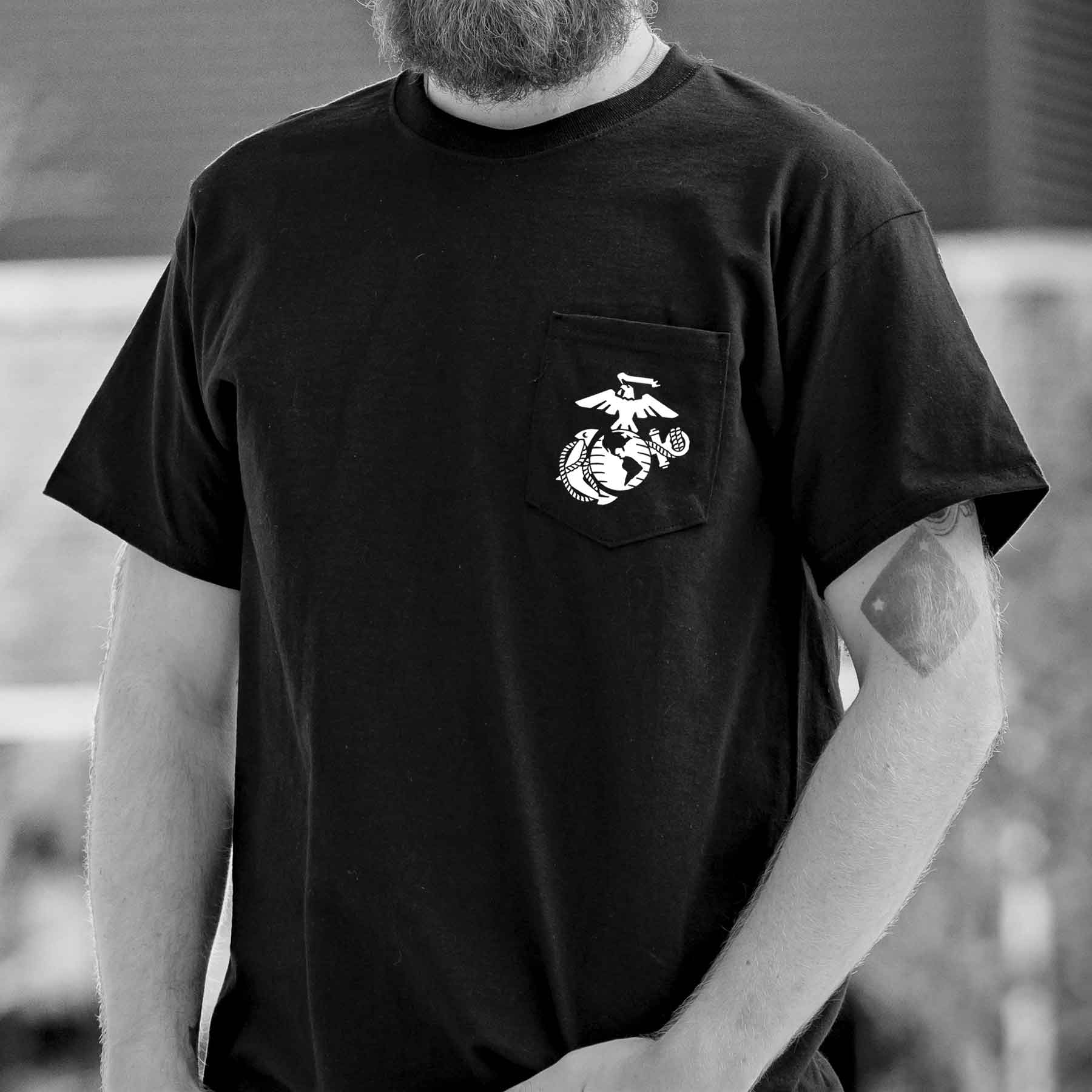 Grumpy Old Marine Vintage EGA Back With Front Pocket T-shirt - Image 2