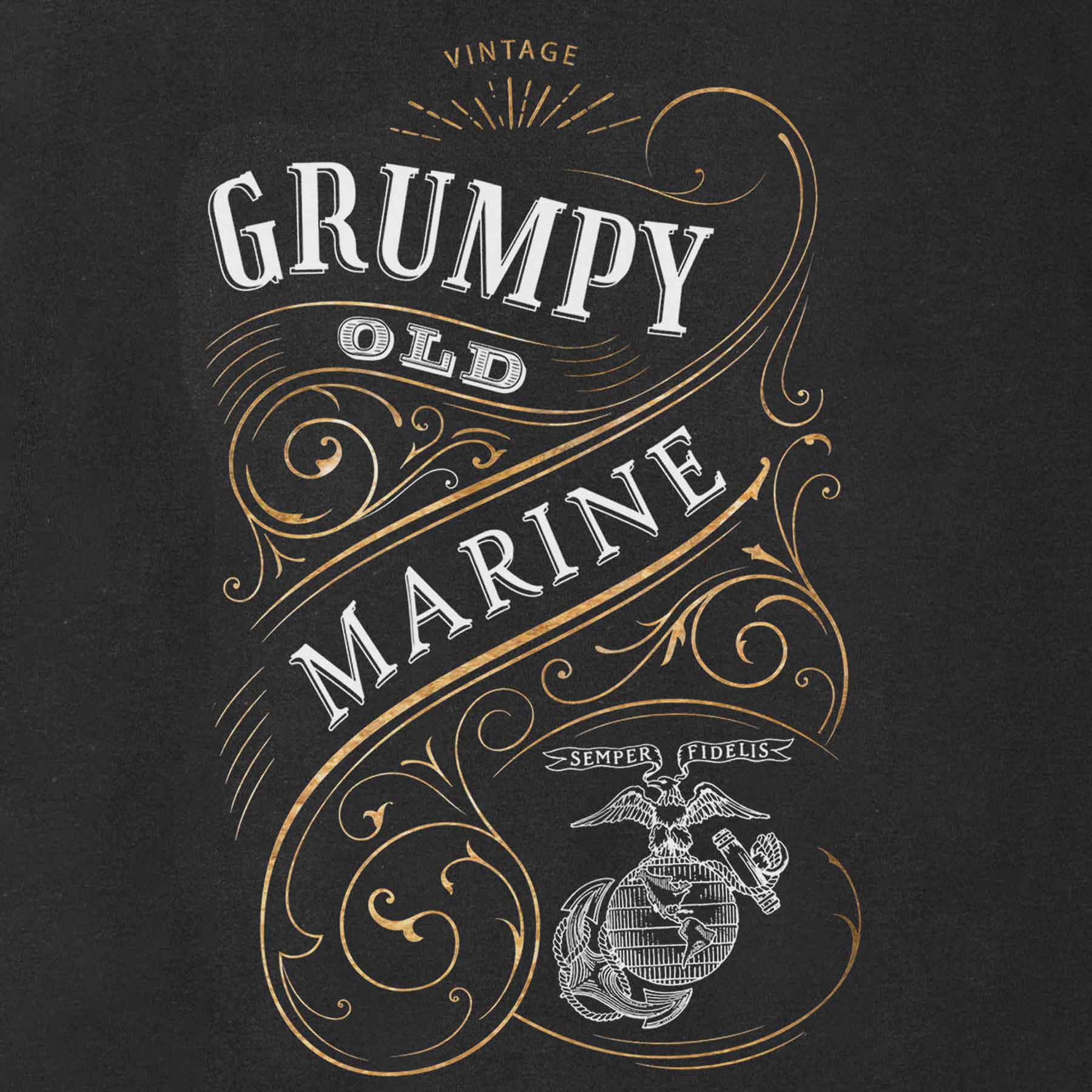 Grumpy Old Marine Vintage EGA Back With Front Pocket T-shirt - Image 7