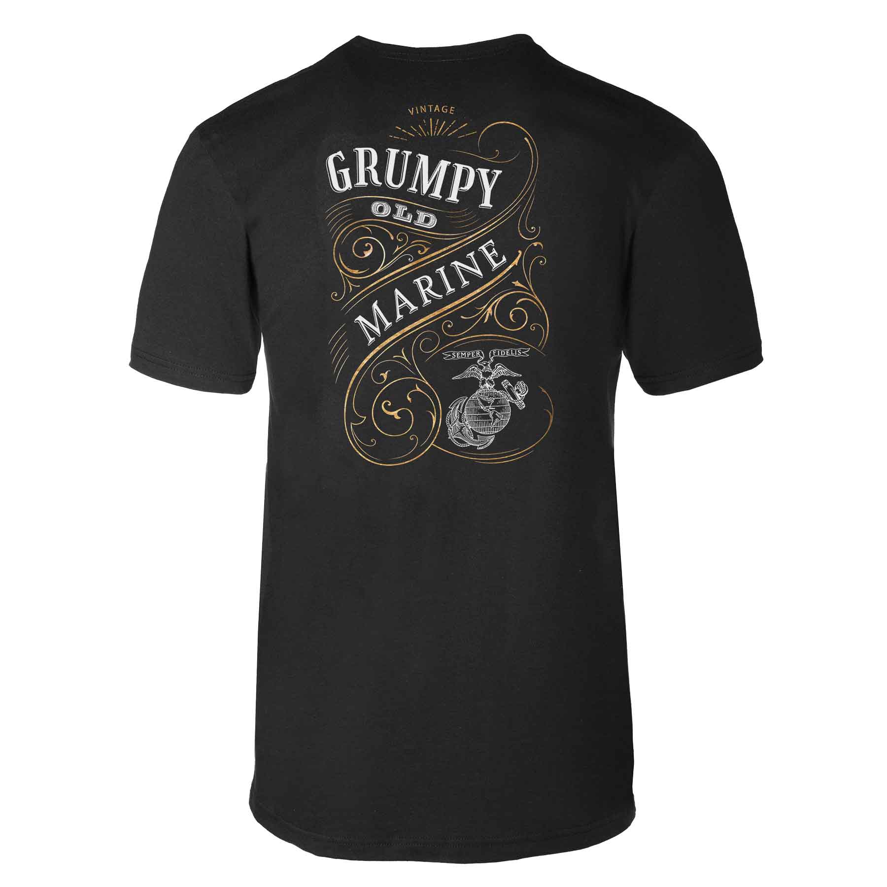 Grumpy Old Marine Vintage EGA Back With Front Pocket T-shirt - Image 8