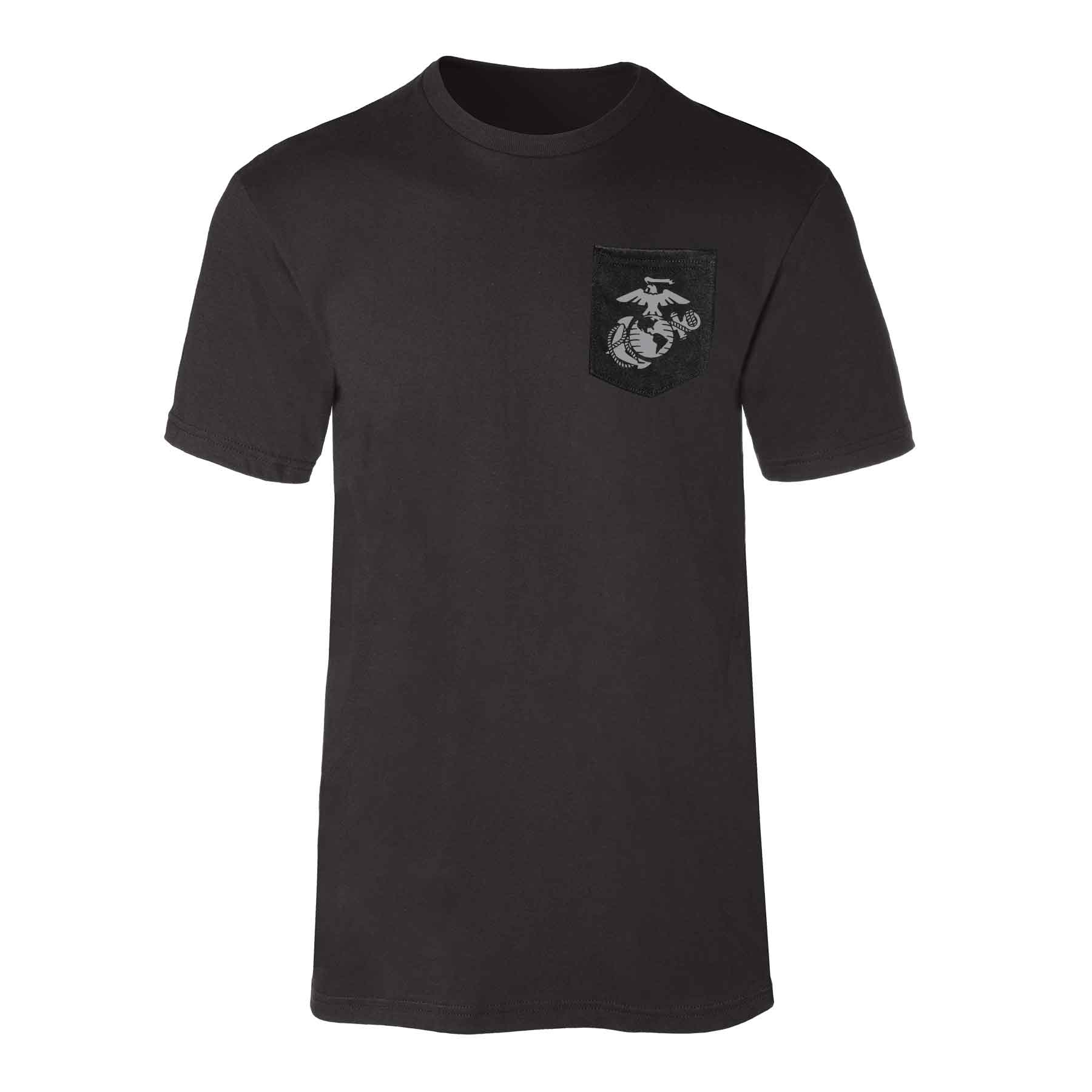 USMC Devil Dog Back With Front Pocket T-shirt, Gray EGA - Image 4