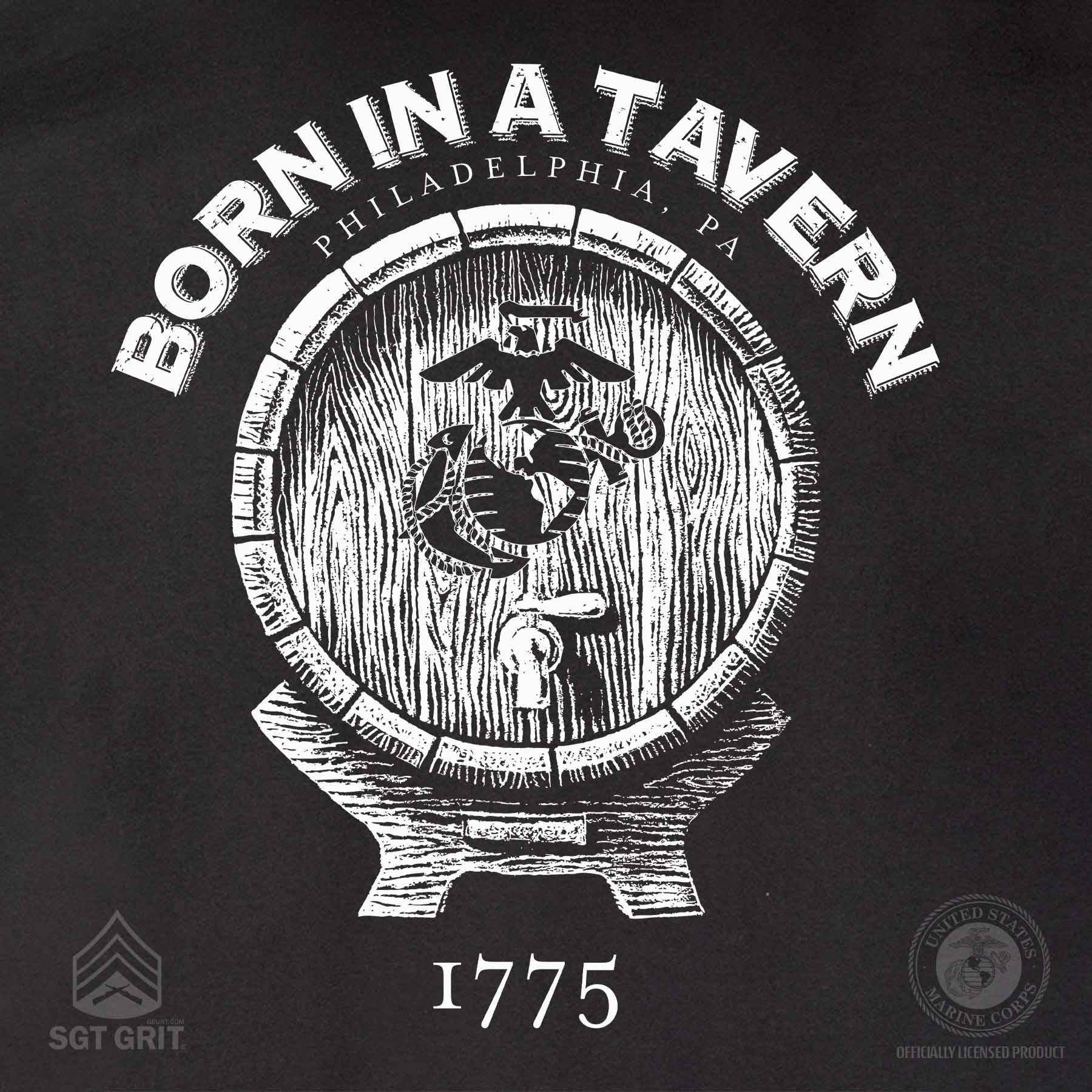 Born In A Tavern Back With Front Pocket T-Shirt - Image 6