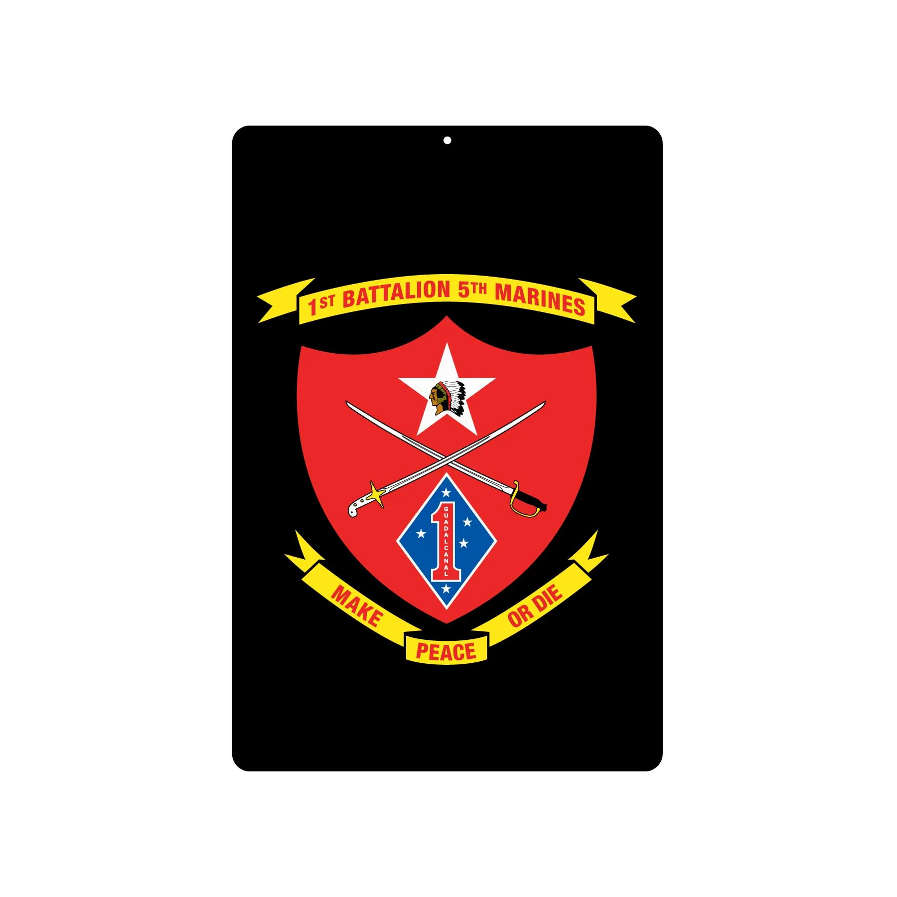 1st Battalion 5th Marines Metal Sign- Red