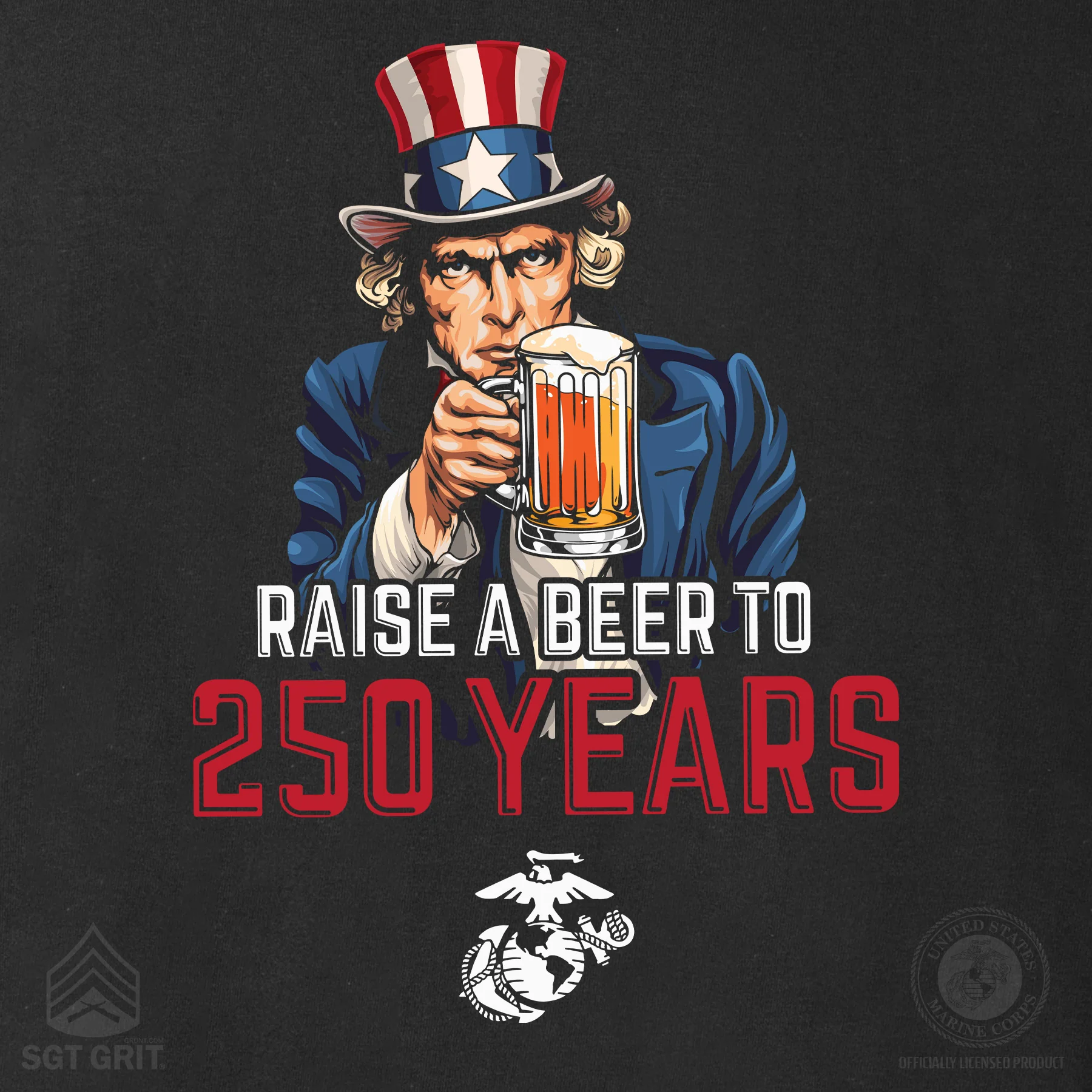 USMC Raise A Beer to 250 Years Sweatshirt - Image 3