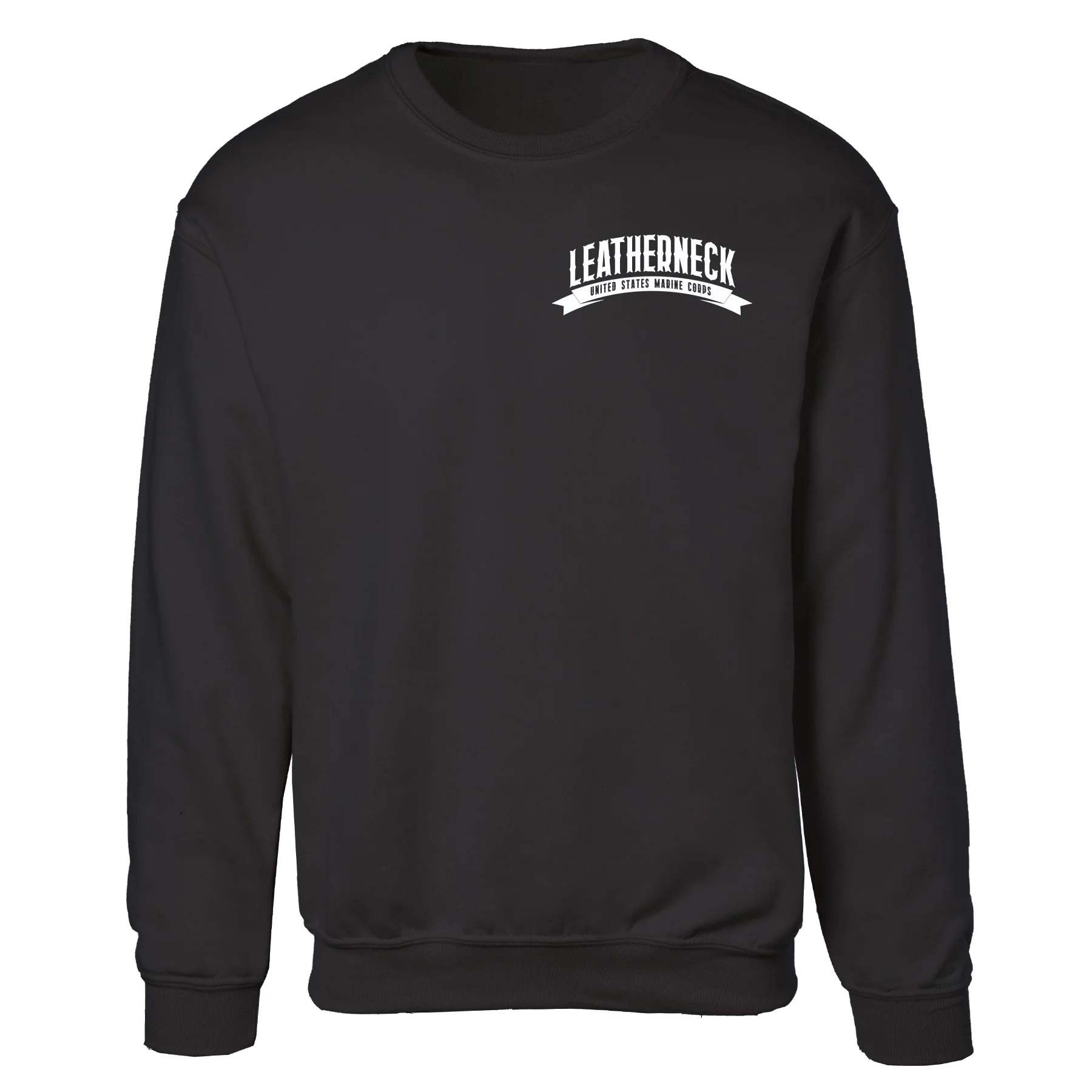 USMC Leatherneck Left Chest Sweatshirt- Black