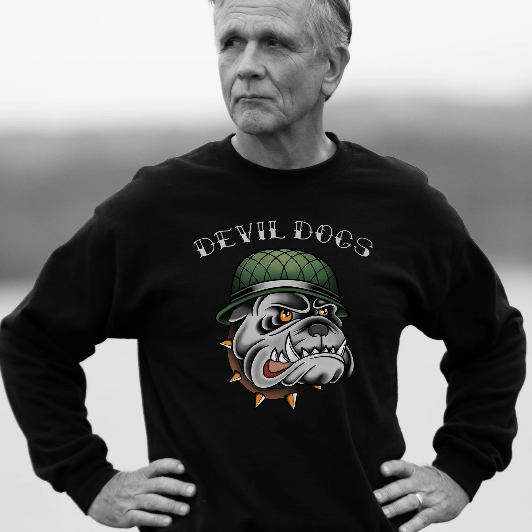 USMC Vintage Tattoo Devil Dogs Sweatshirt - Image 2